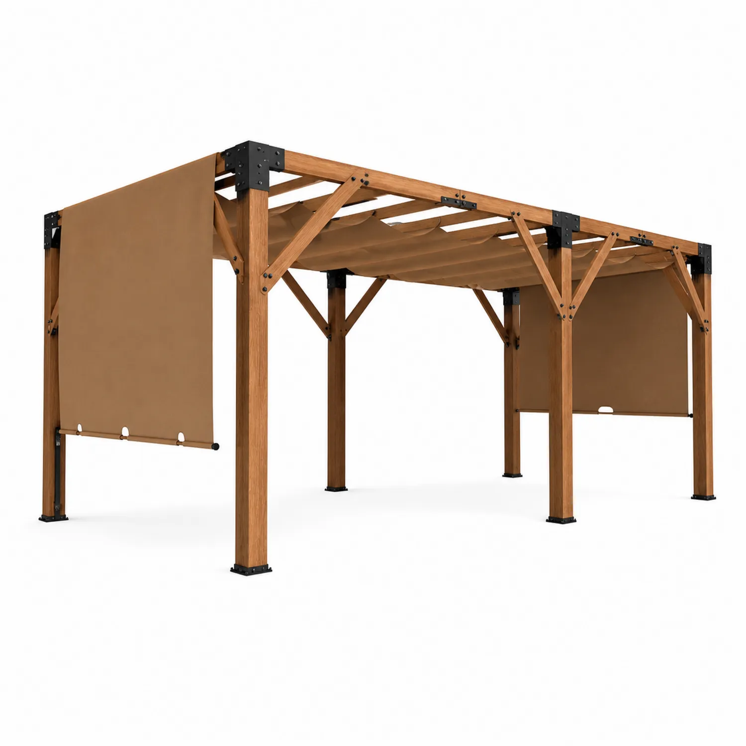Holzpavillon mit Polyester-Bespannung in Braun 4x3 m-Nordellonest