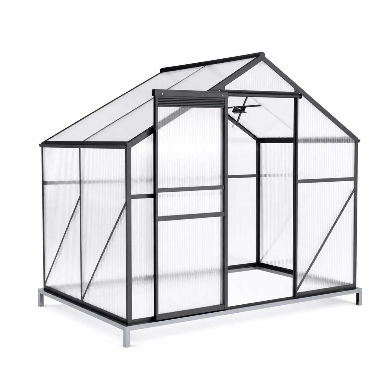 Gewächshaus Aluminium Polycarbonat 250x190x195cm Transparent-Nordellonest