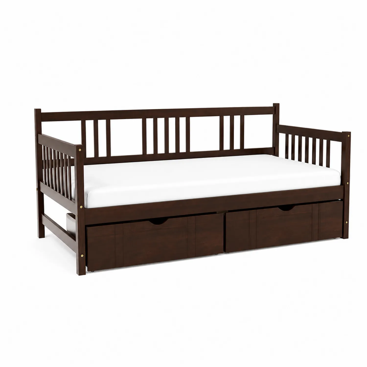 Holz-Tagesbett mit Schubladen Dunkelbraun 200cm x 90cm-Nordellonest