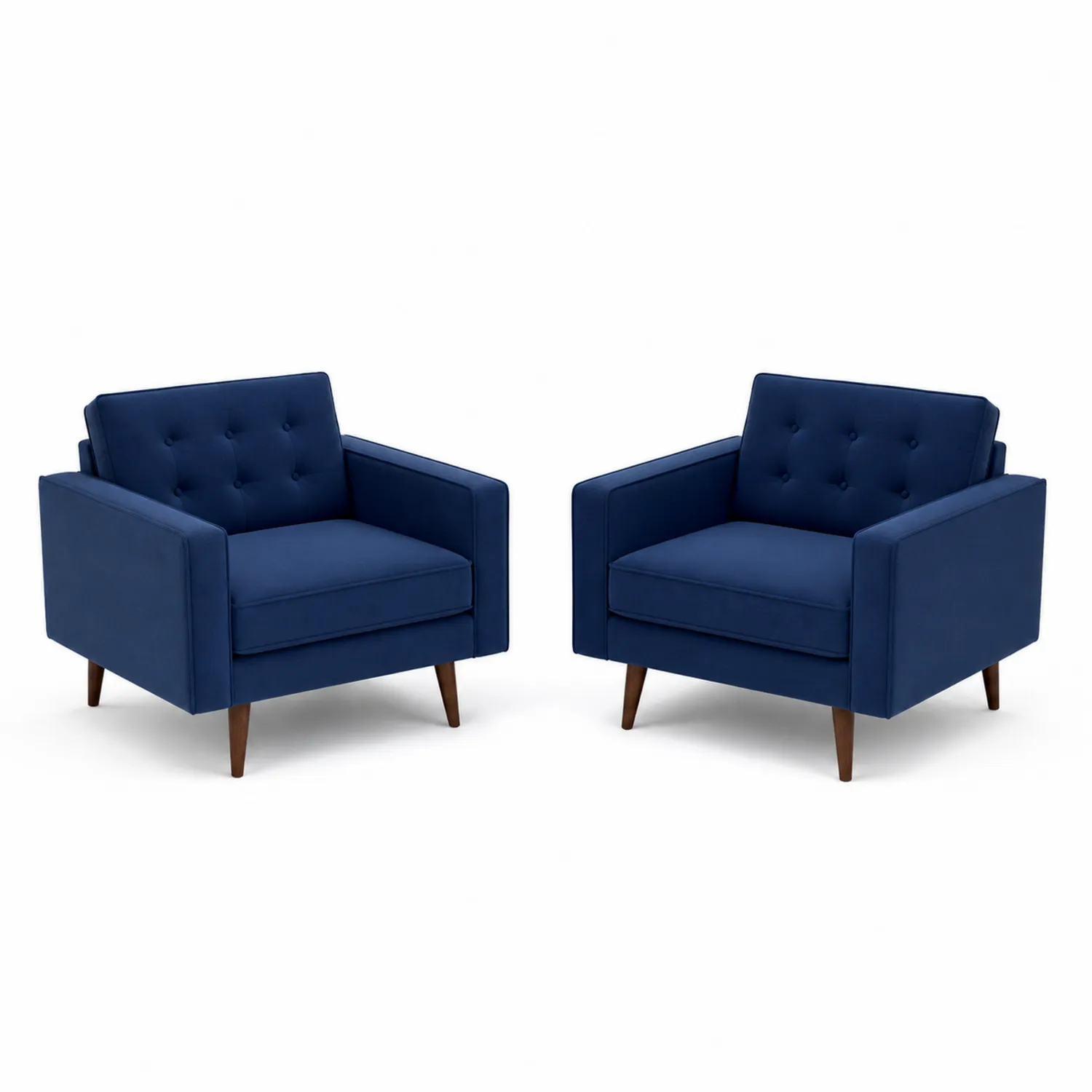2er Set Sessel Dunkelblau Polyester Holzbeine-Nordellonest