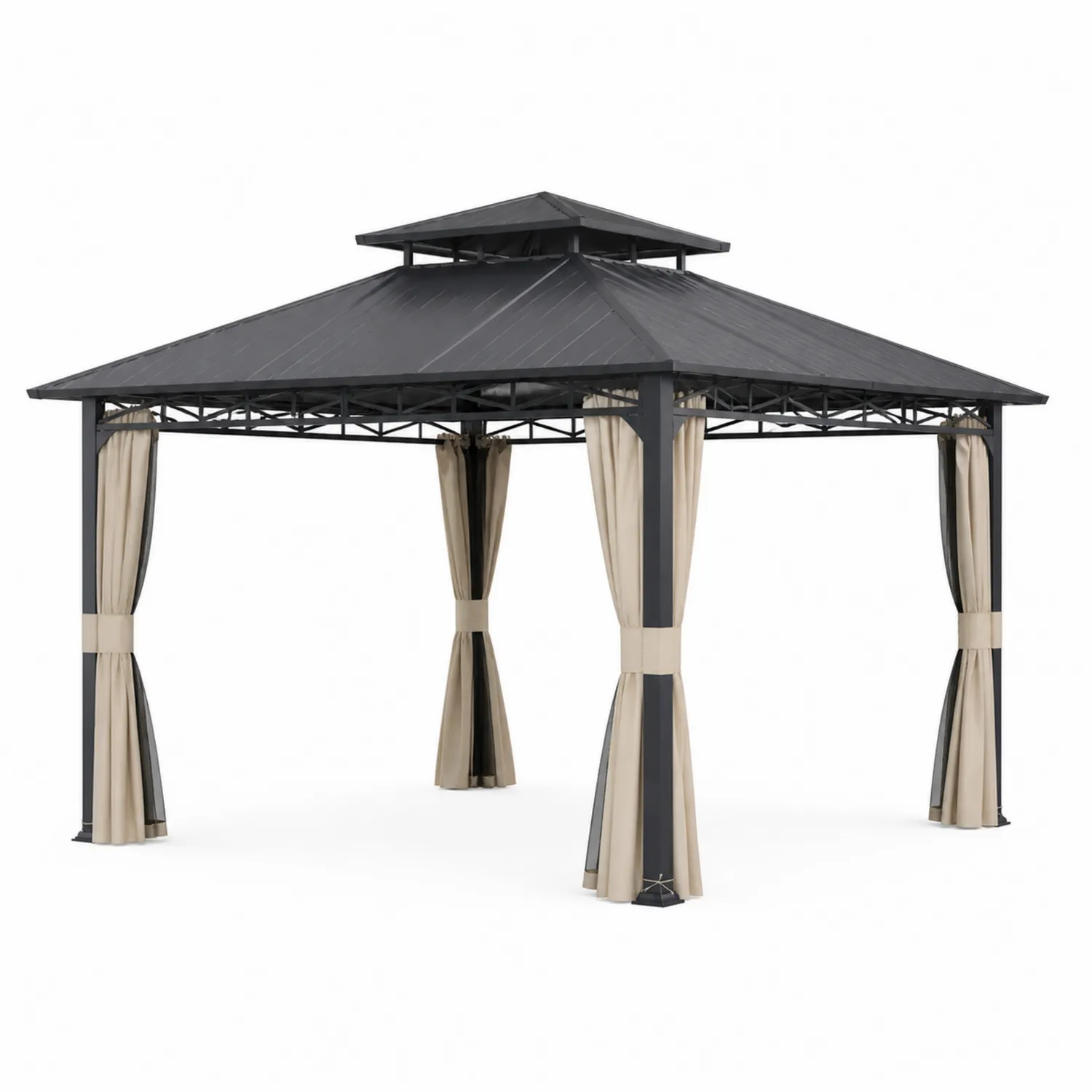 Pavillon mit Metallrahmen 3x4m Anthrazit Beige-Nordellonest
