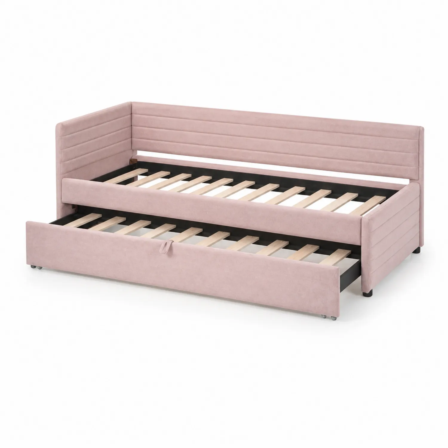 Samt Tagesbett mit ausziehbarem Gästebett Rosa 200x90 cm-Nordellonest