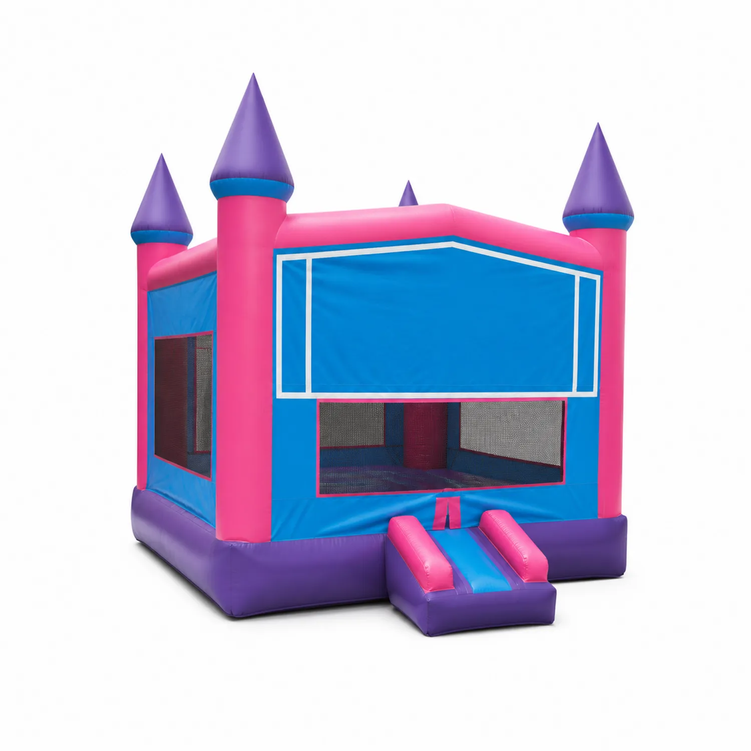 PVC Aufblasbare Kinderburg mit Rutsche Blau/Pink/Lila-Nordellonest