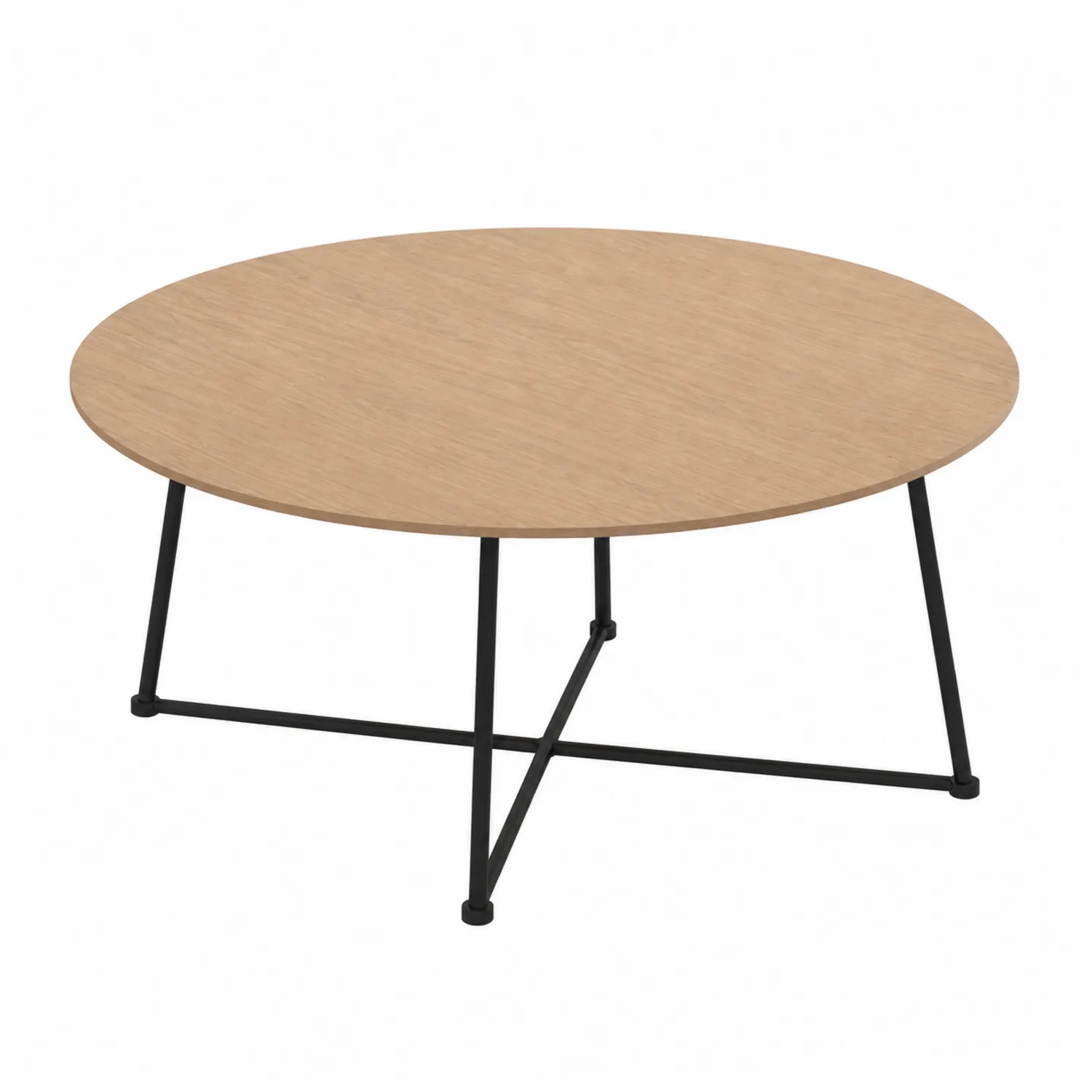 Runder Couchtisch Eichenfurnier Metallbeine 80 cm Natur/Schwarz-Nordellonest