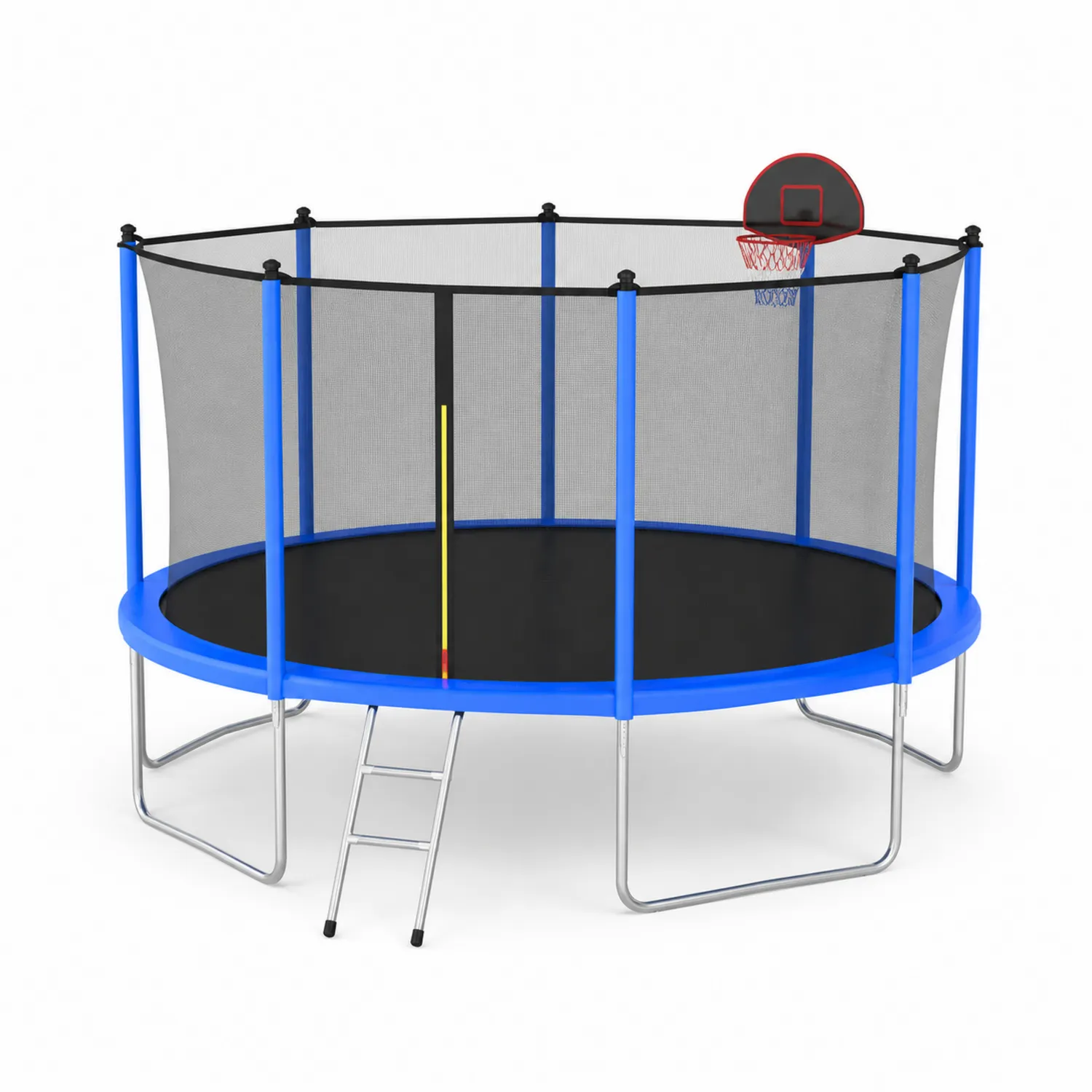 Rundes Trampolin mit Sicherheitsnetz, Basketballkorb und Leiter 305 cm Blau-Nordellonest