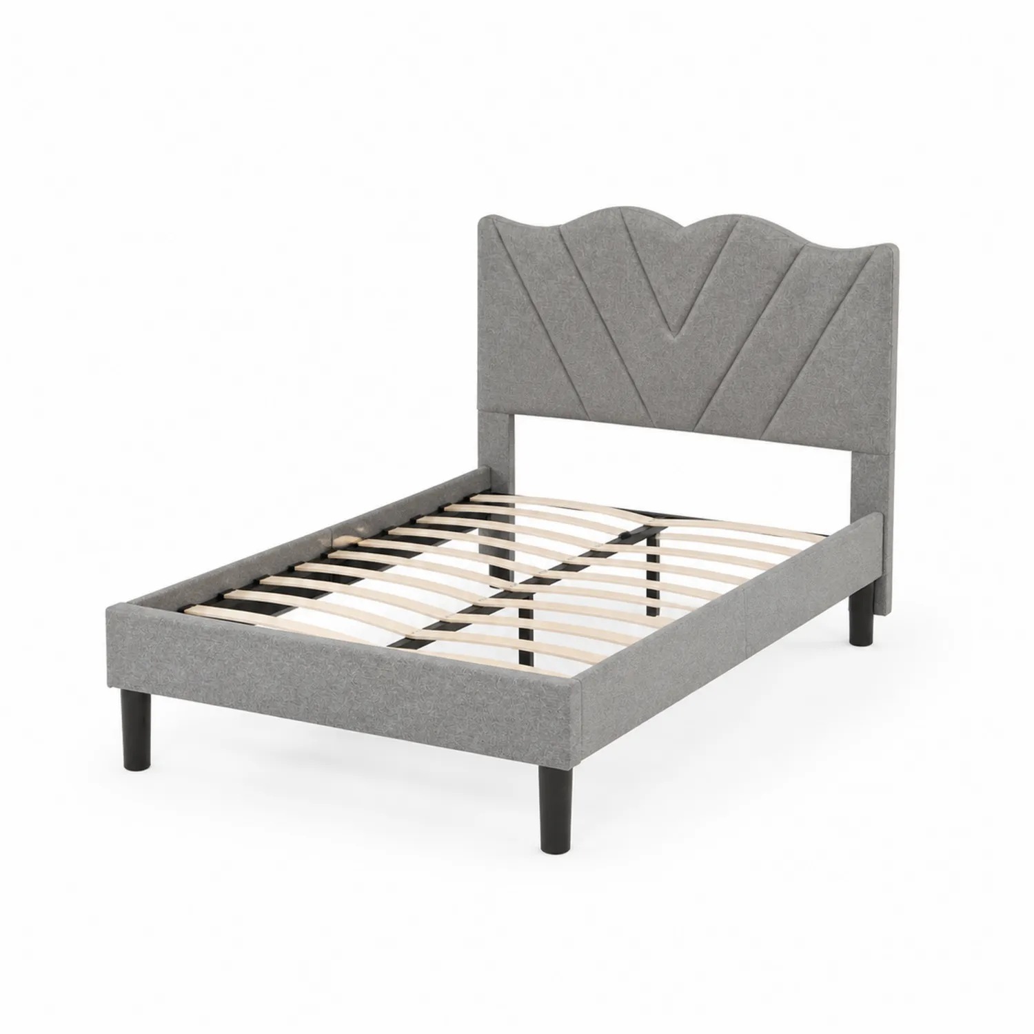 Stoffbett mit Kopfteil 200x140 cm Grau-Nordellonest