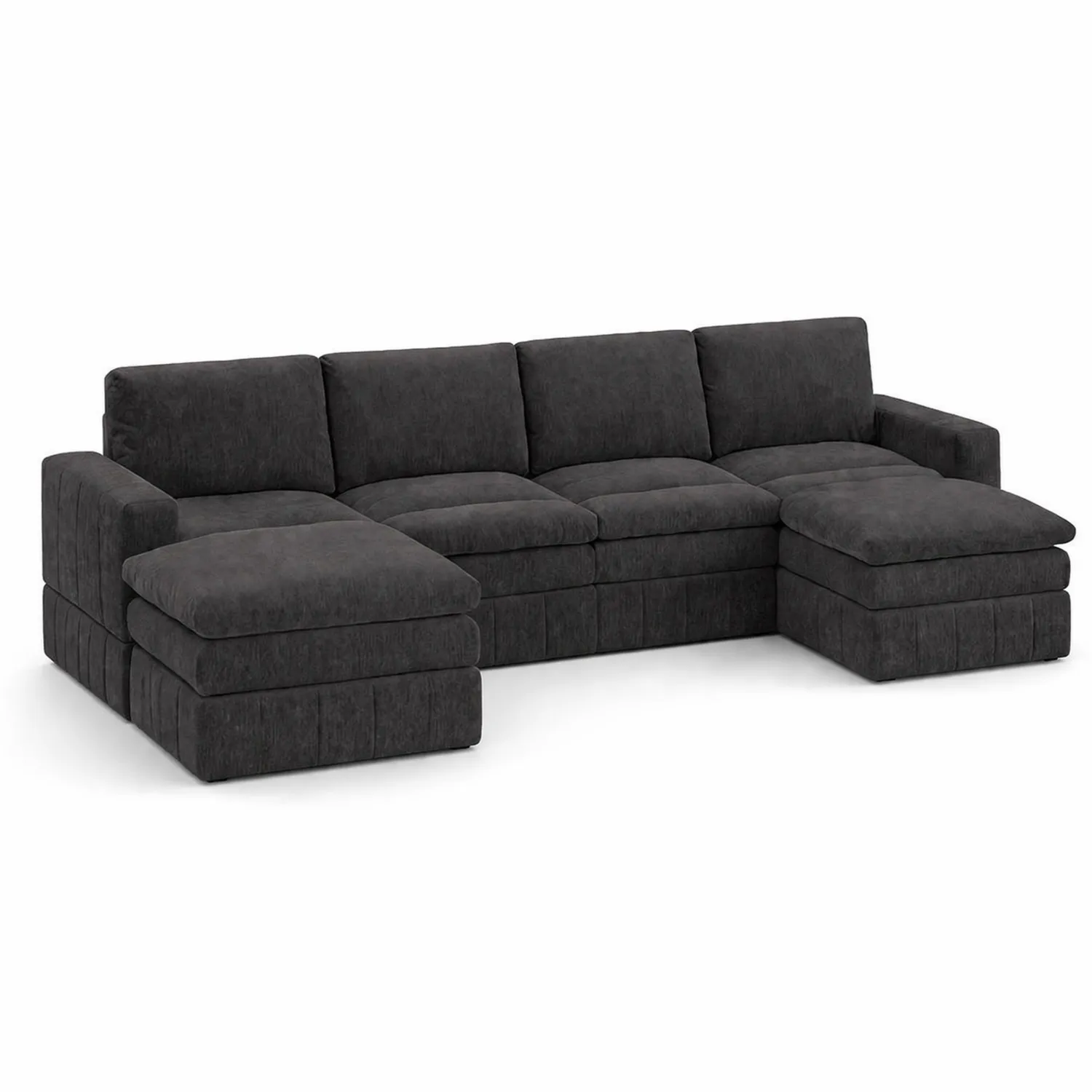 Modulares Ecksofa, Stoff, Dunkelgrau-Nordellonest