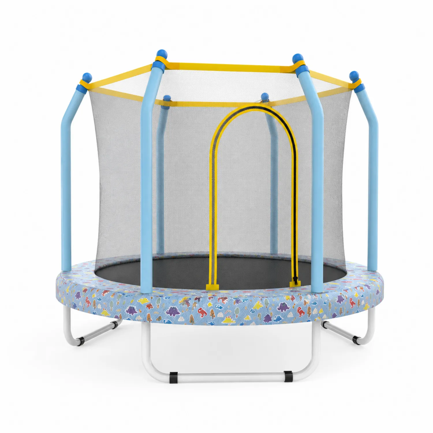Kindertrampolin mit Sicherheitsnetz Stahl Blau/Gelb-Nordellonest