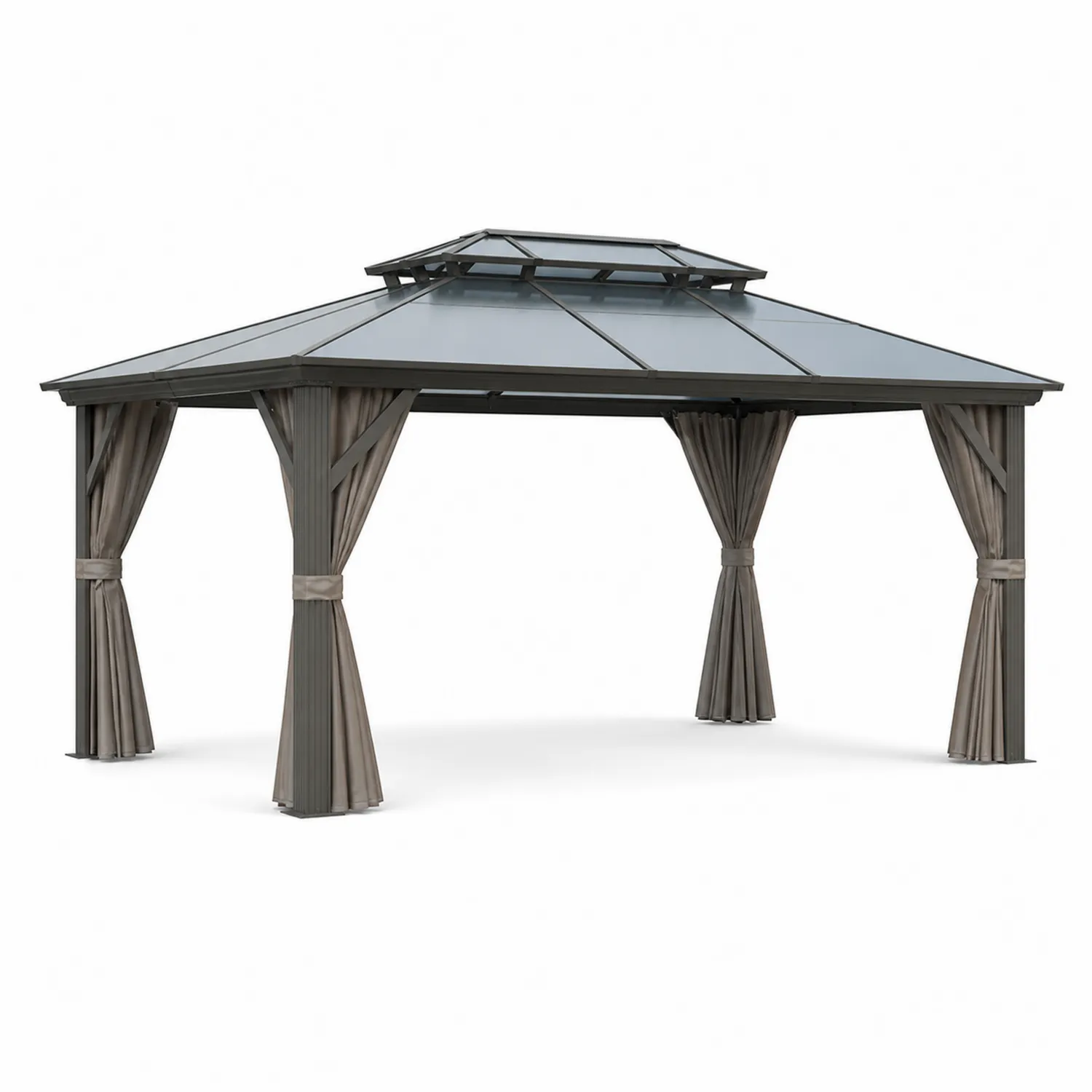 Pavillon Rechteckig 400x300 cm Grau Aluminium Polycarbonat-Nordellonest