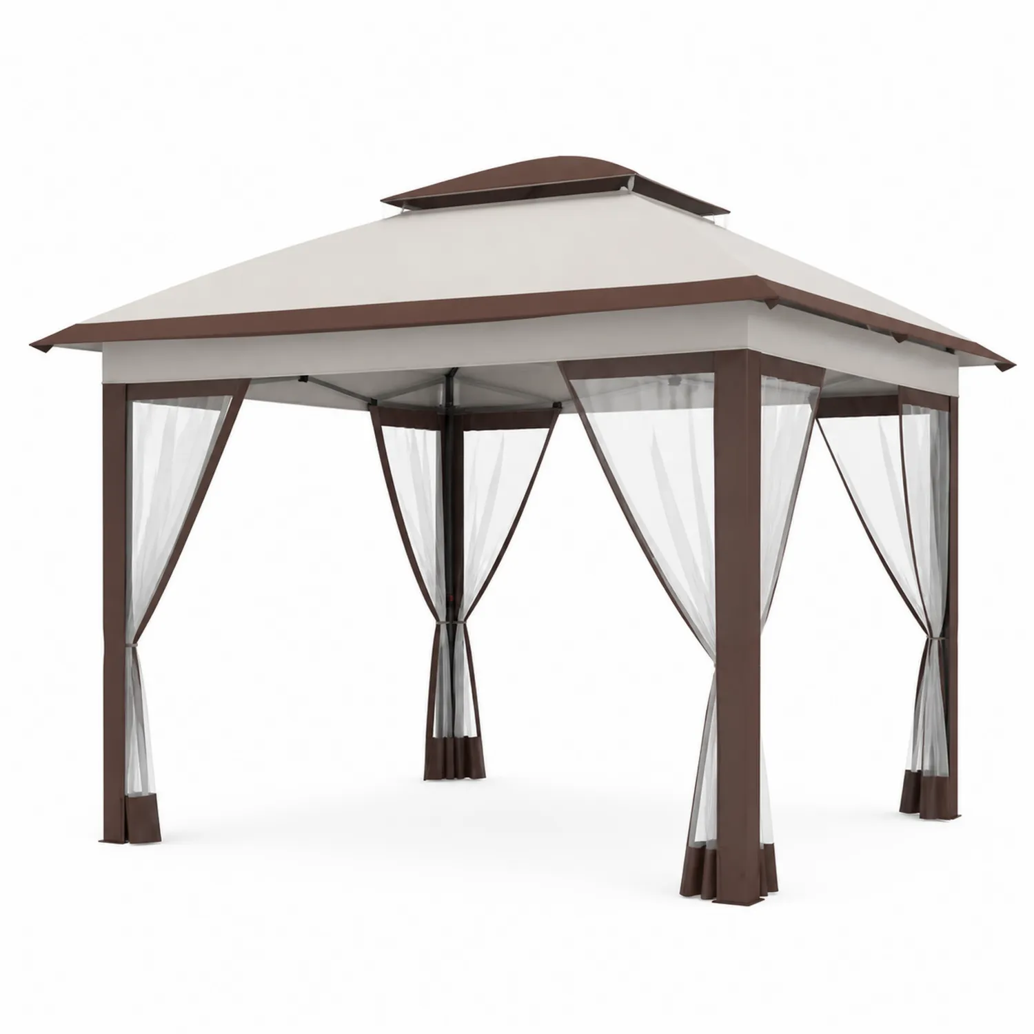 Metall Pavillon 3x3m mit Polyesterdach und Netzvorhängen-Nordellonest