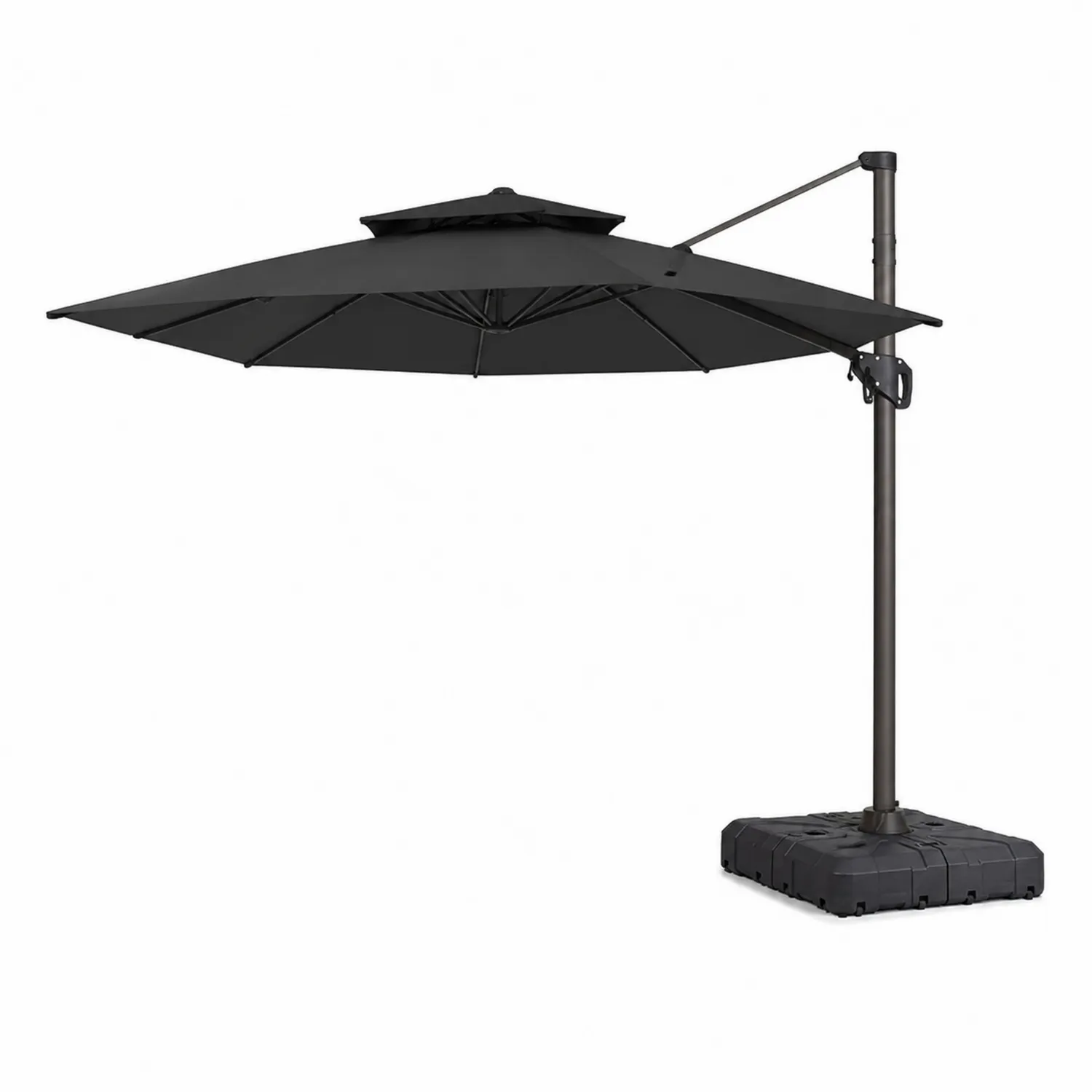 Runder Sonnenschirm mit seitlichem Arm 300cm Dunkelschwarz Polyester Aluminium-Nordellonest