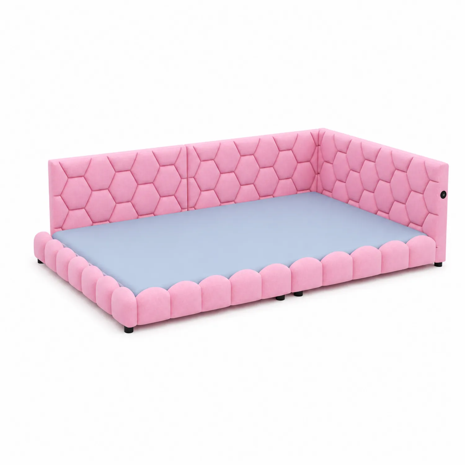 Kindersofa Bett Rosa Velours-Nordellonest