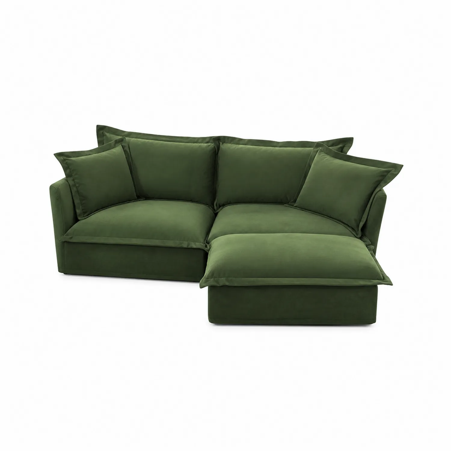 Grünes Samt-Ecksofa mit Massivholzrahmen-Nordellonest