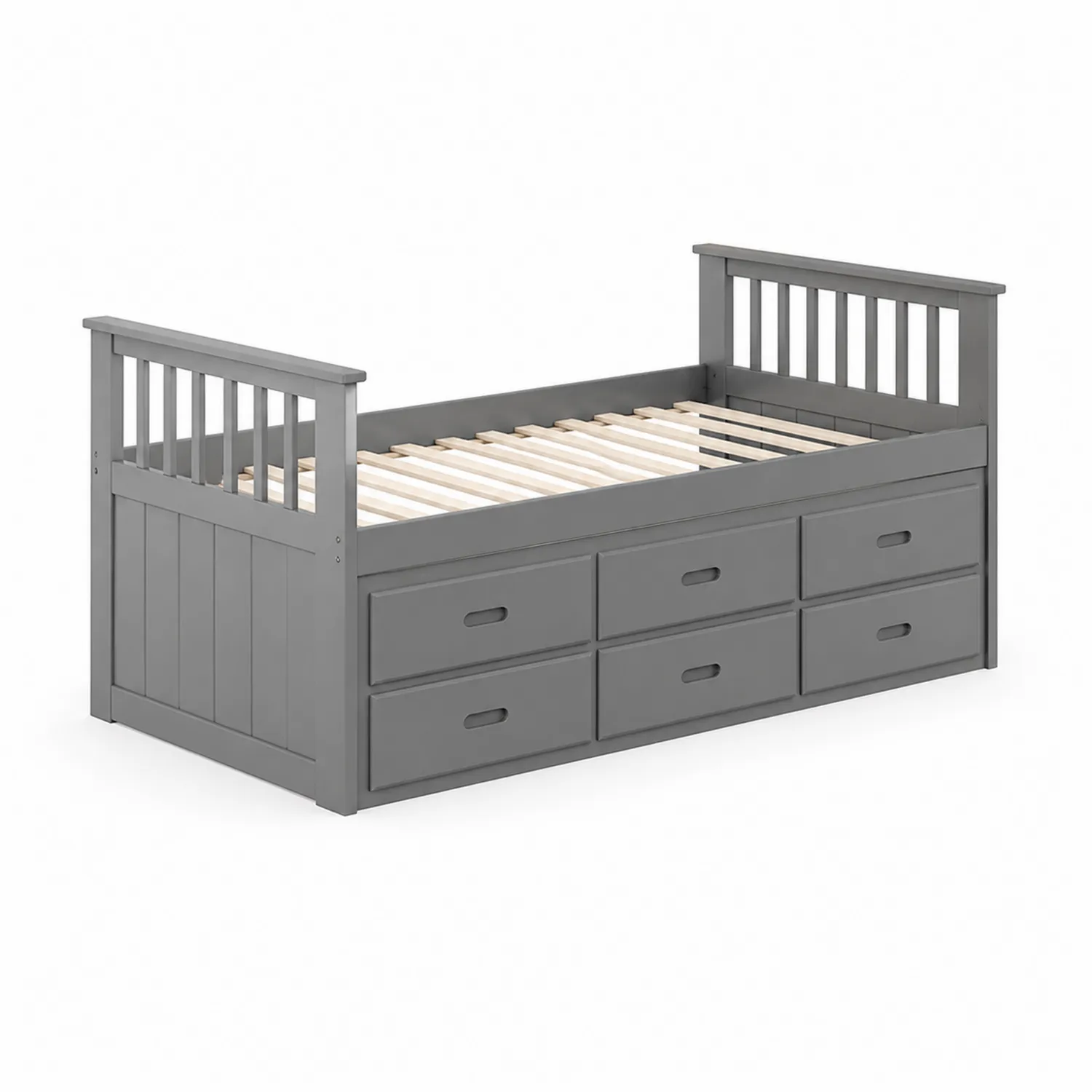 Holztagesbett mit 6 Schubladen Grau 200x90x80 cm-Nordellonest