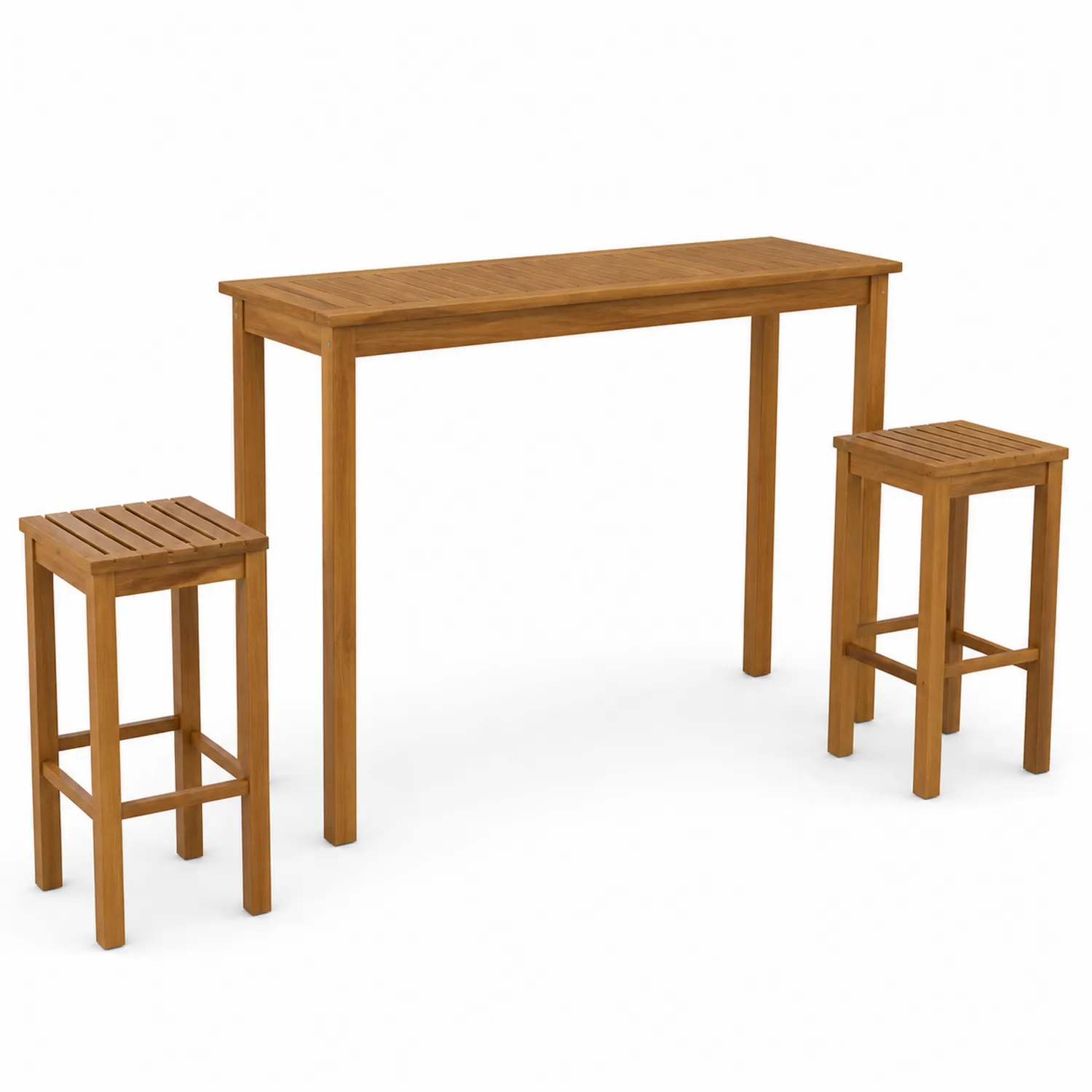 Gartenset: Stehtisch mit 2 Hockern aus Akazienholz, Braun-Nordellonest
