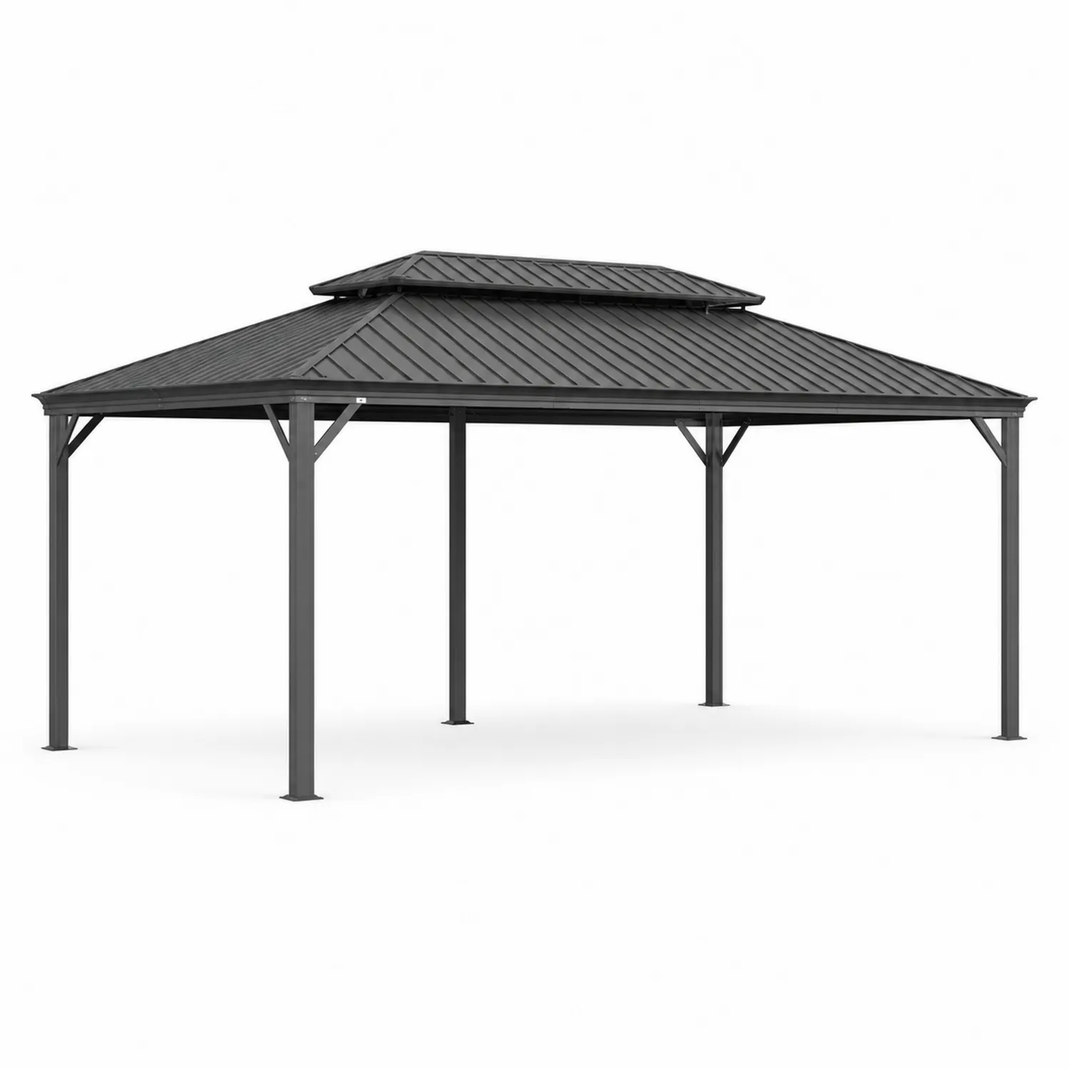 Pavillon aus Aluminium mit Stahlblechdach Dunkelgrau-Nordellonest