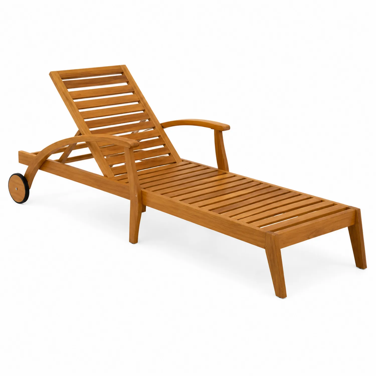 Akazienholz Gartenliege mit Rollen-Nordellonest