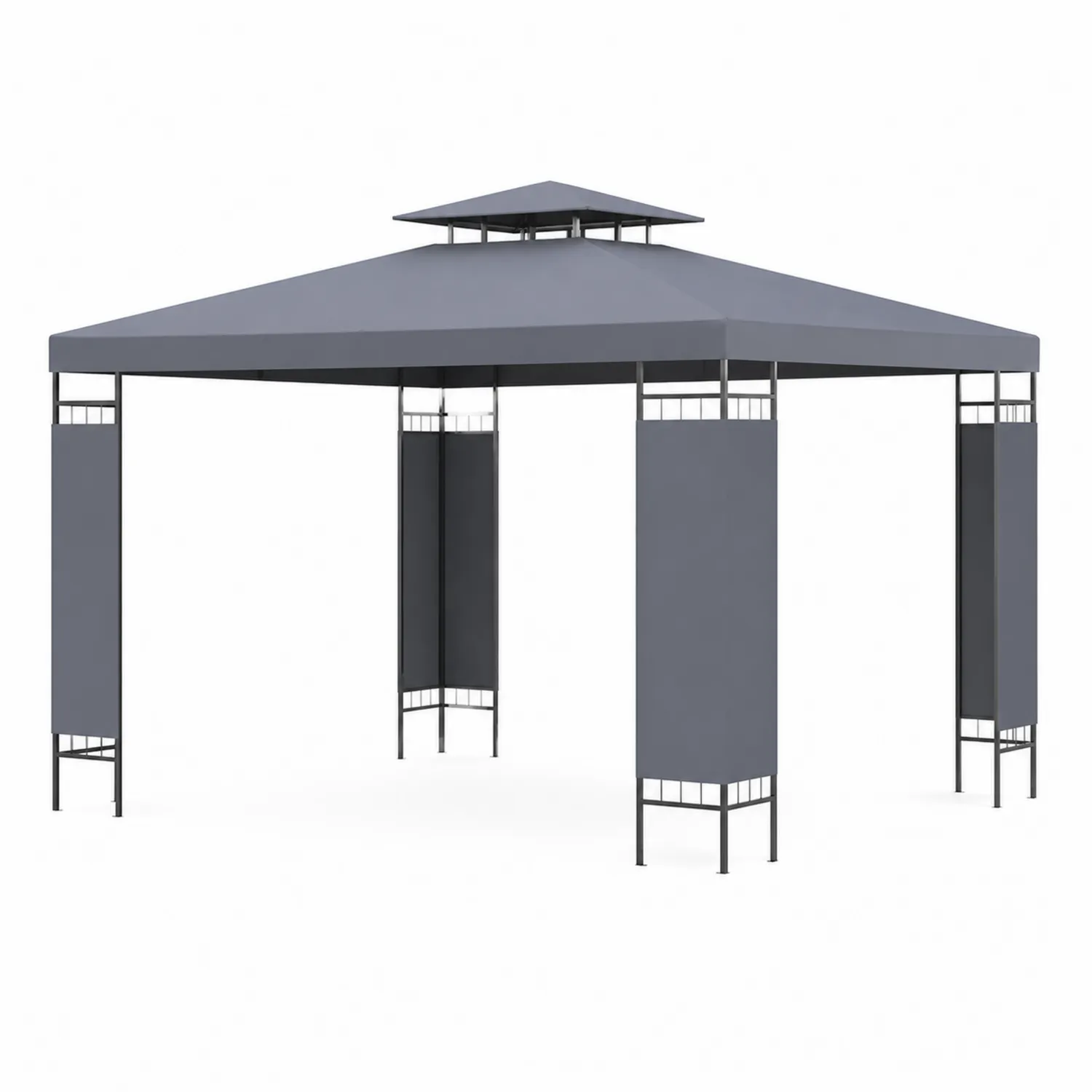 Gartenpavillon 3x3 m Stahl mit Polyester Grau-Nordellonest