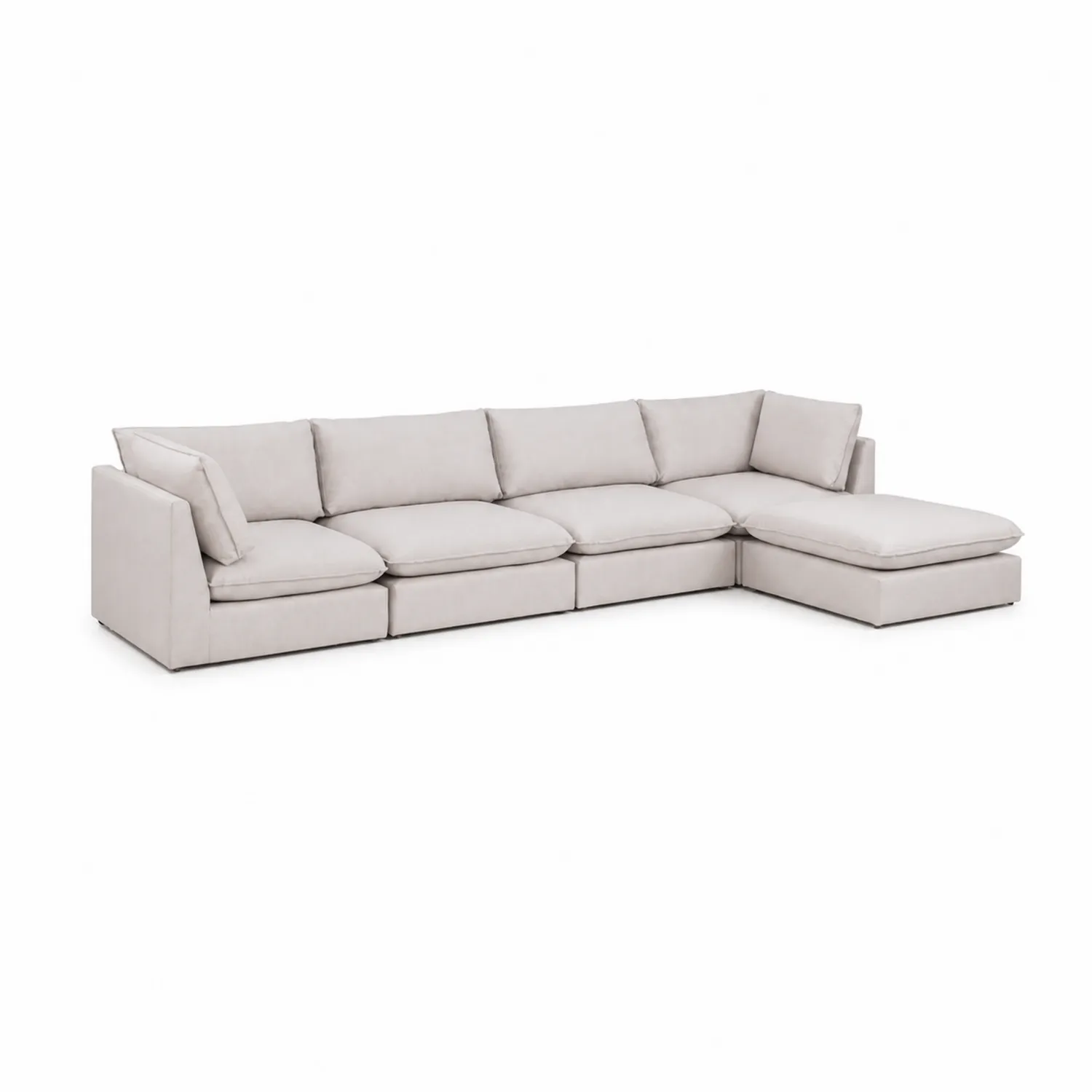 Modulares Ecksofa mit Ottomanen Stoff Beige-Nordellonest