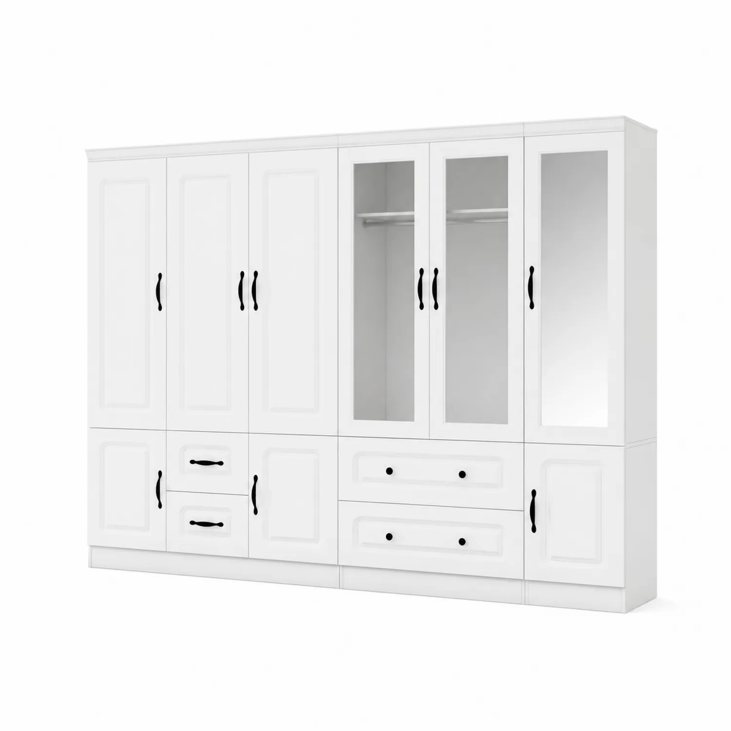 Armario Blanco con Puertas de Espejo y MDF