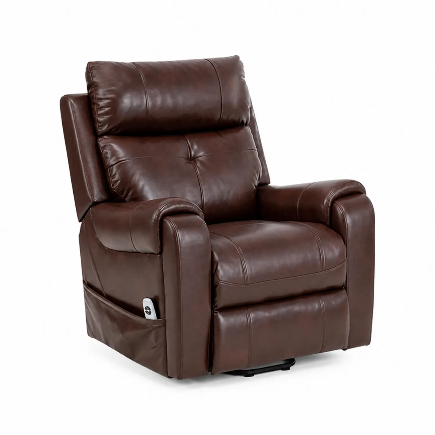 Sillón reclinable de piel sintética marrón con masaje y calefacción