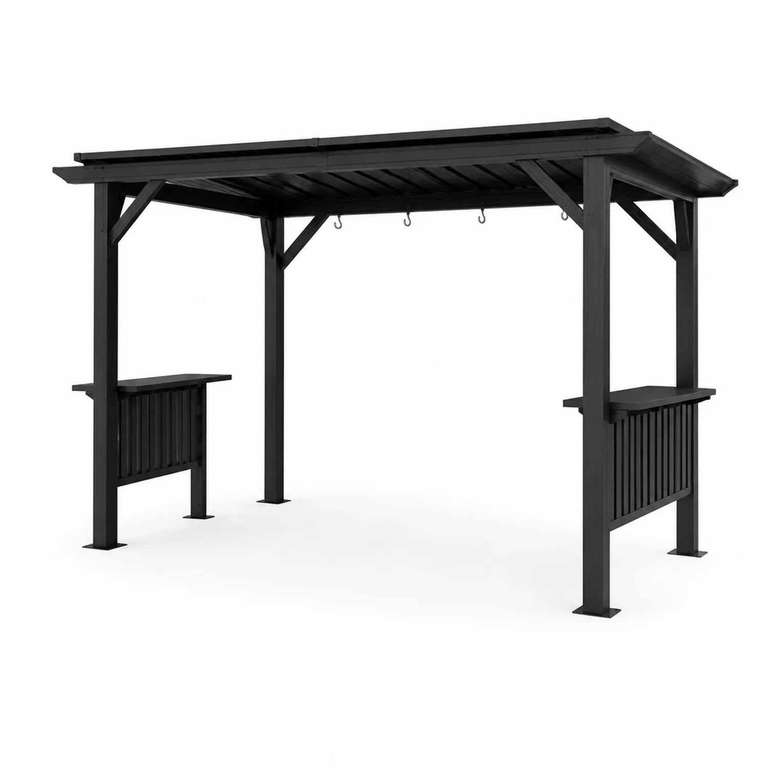 Pérgola de metal con barra lateral negra