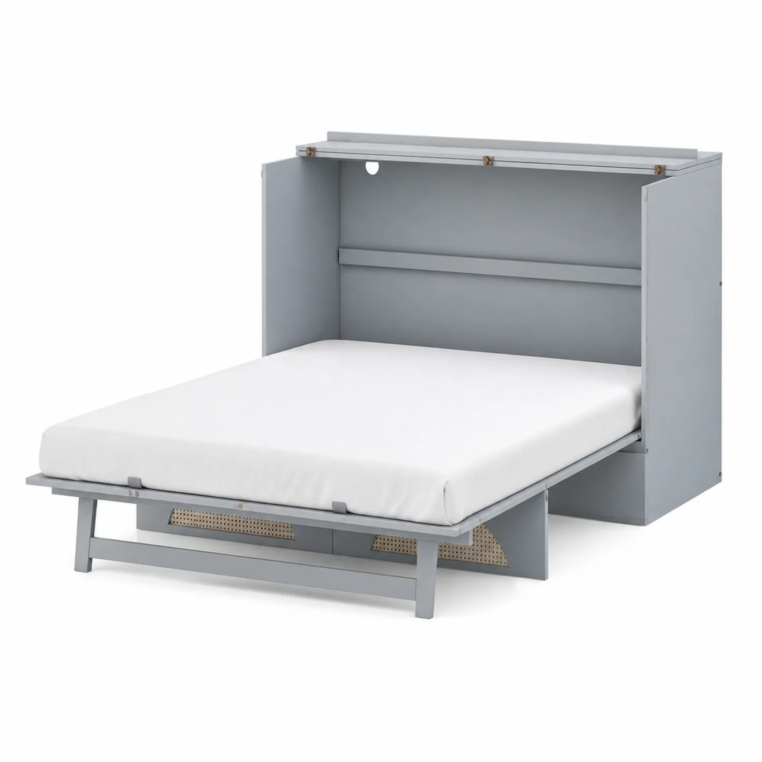 Cama abatible de metal gris con colchón 140x200 cm