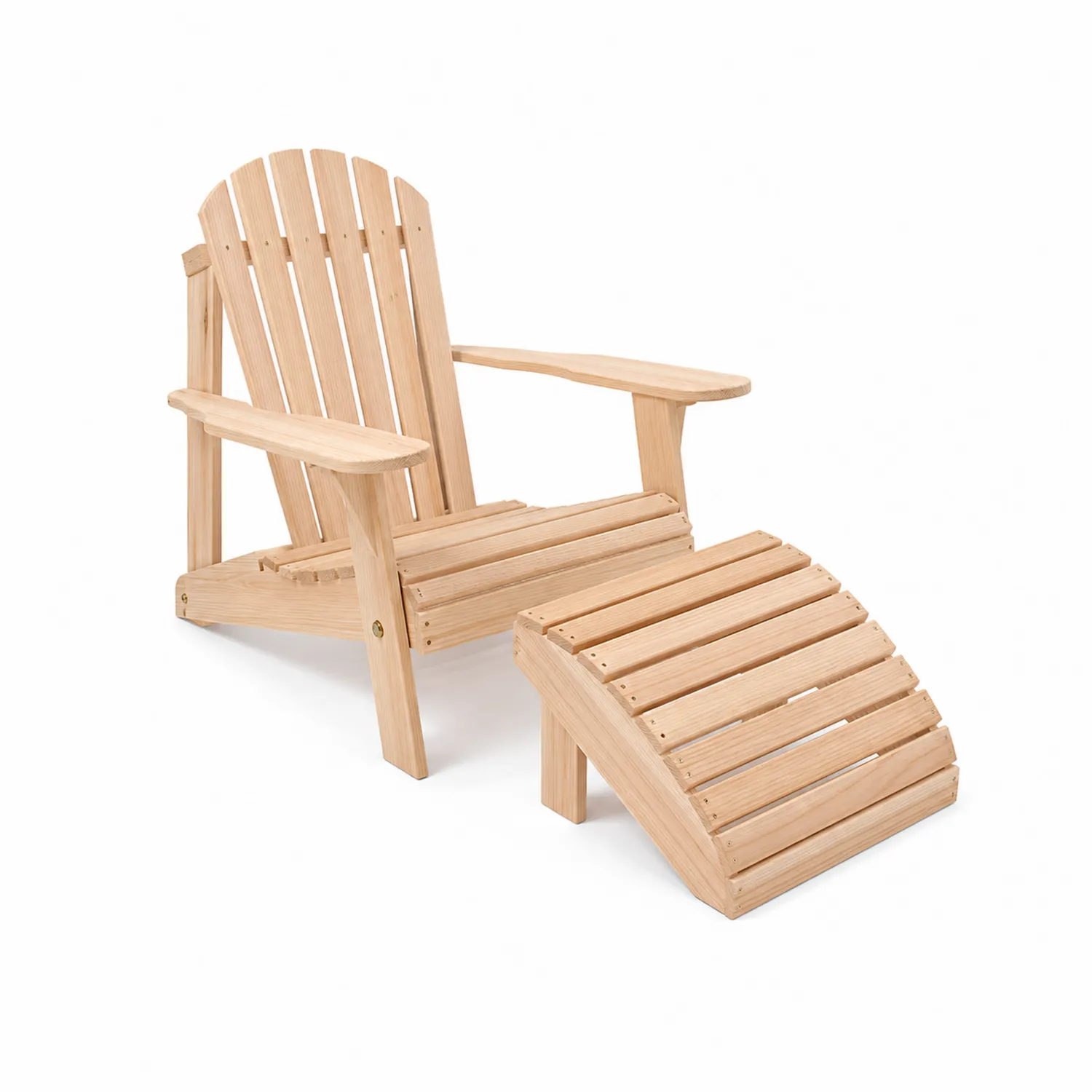 Silla Adirondack con Reposapiés de Madera de Pino