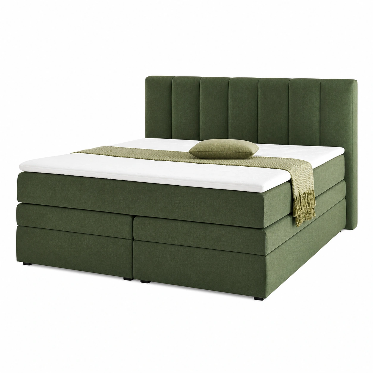 Boxspringbett 180x200 cm Stoff Gruen Gepolstert Modernes Design-sweetvora