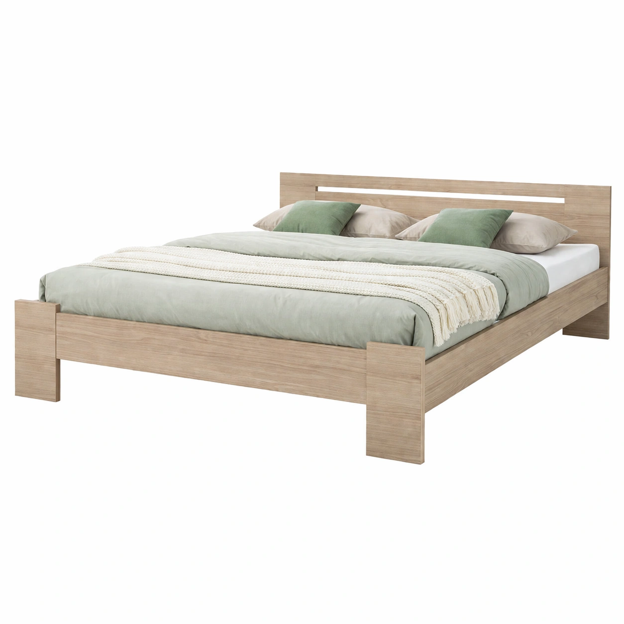 Futonbett 180x200 cm Modernes Bettgestell Holz Weiss Minimalistisches Design Schlafzimmerbett-sweetvora