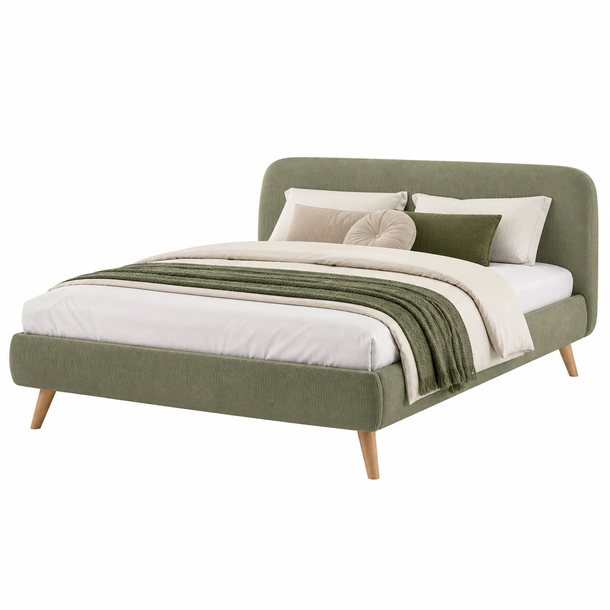 Futonbett Cannes Polsterbett Stoff Olivgruen 120x200 cm Modernes Design Holzbeine-sweetvora