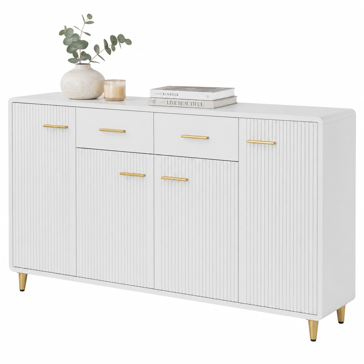 Sideboard modern Eiche Sonoma Optik 4 Tueren 2 Schubladen 174x40x87 cm-sweetvora