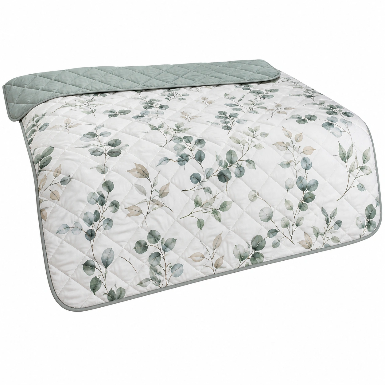 Steppbett Sommerdecke Weiss mit Gruenem Pflanzenmuster 135x200 cm Leichte Komfortdecke-sweetvora