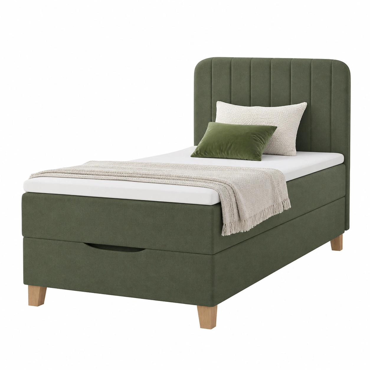 Boxspringbett 100x200 cm Gepolstertes Bett mit Kopfteil Modernes Schlafzimmerbett mit Stauraum-cozyixo