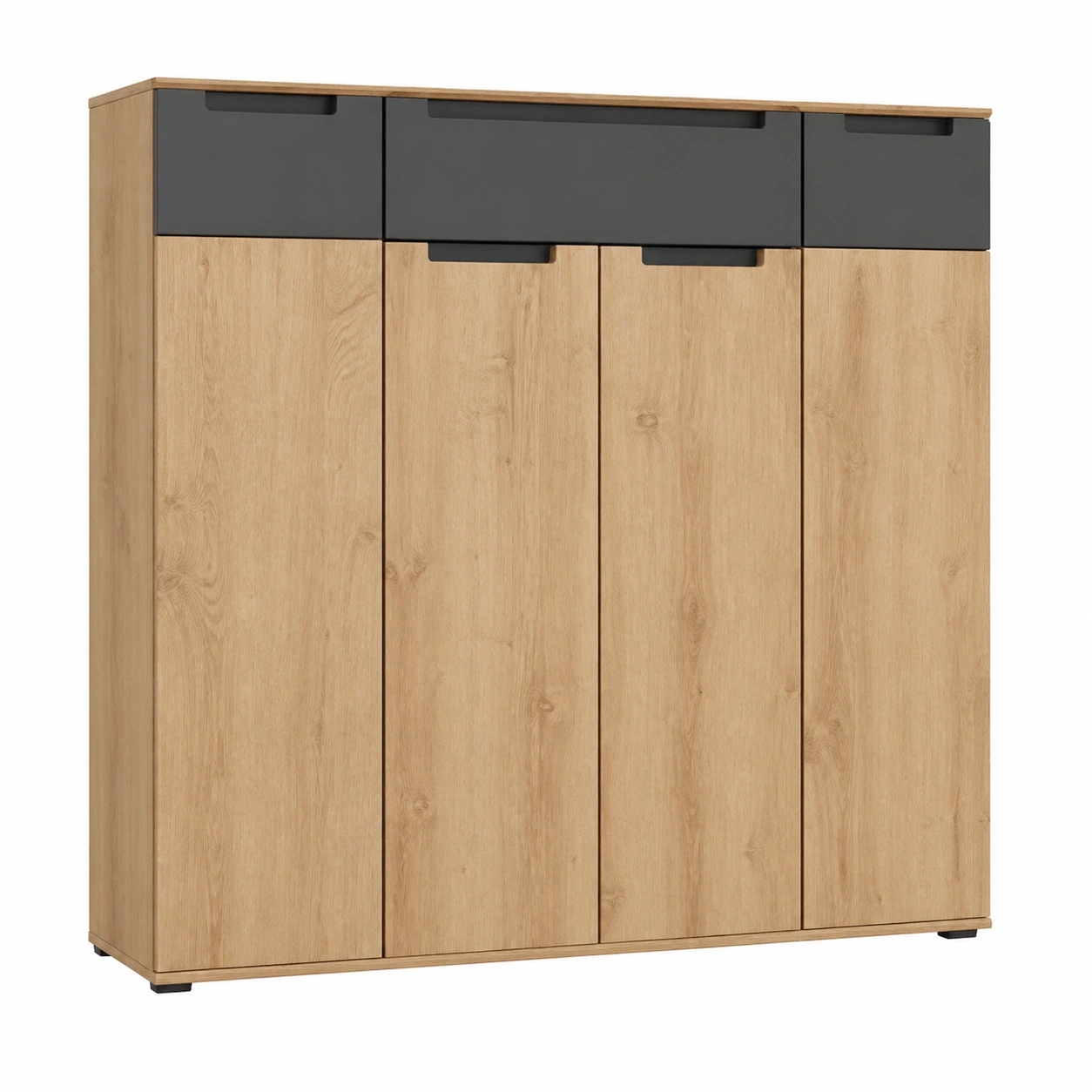 Kommode Hochglanz Weiß Modern 5 Tueren 3 Schubladen 135x120x34 cm-cozyixo