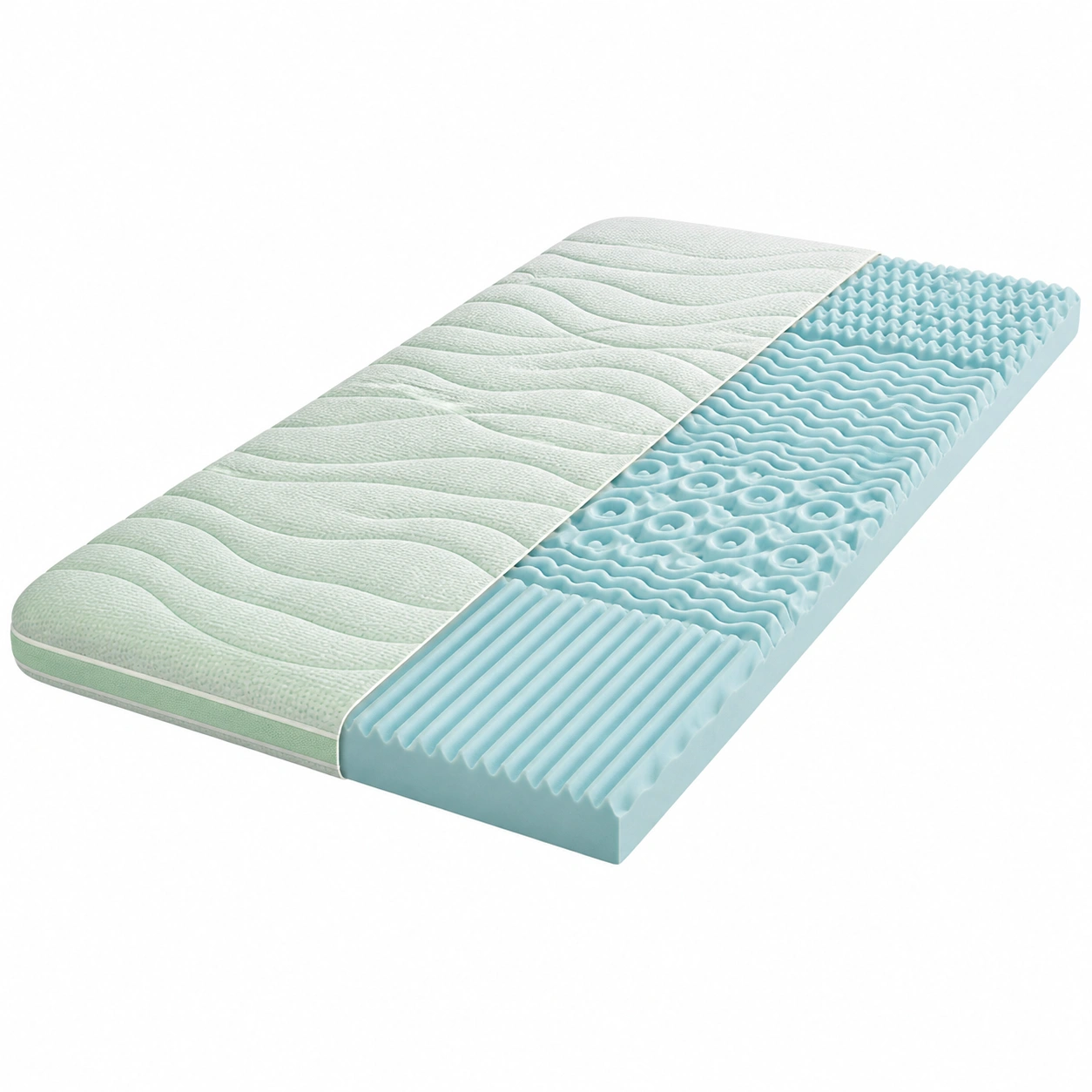 Topper Kaltschaum ergonomisch 100x200 cm Atmungsaktiv Wellenstruktur Komfortauflage-cozyixo
