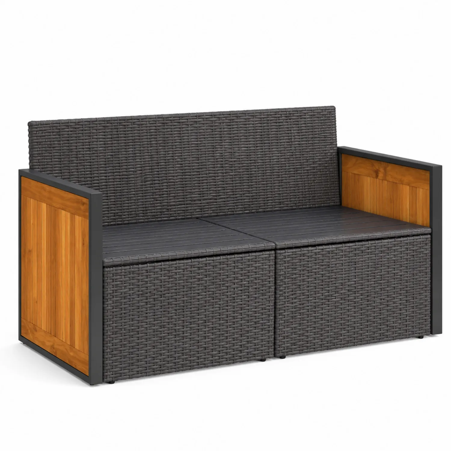 Sofa ogrodowa z technorattanu i drewnem akacjowym