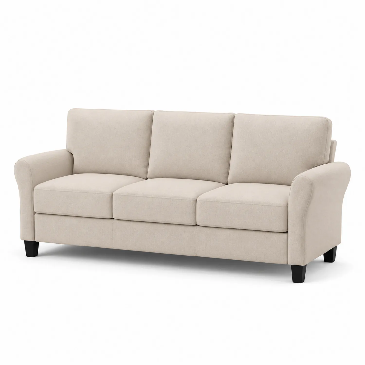 Sofa 3-osobowa z tkaniny poliestrowej beżowa 225cm