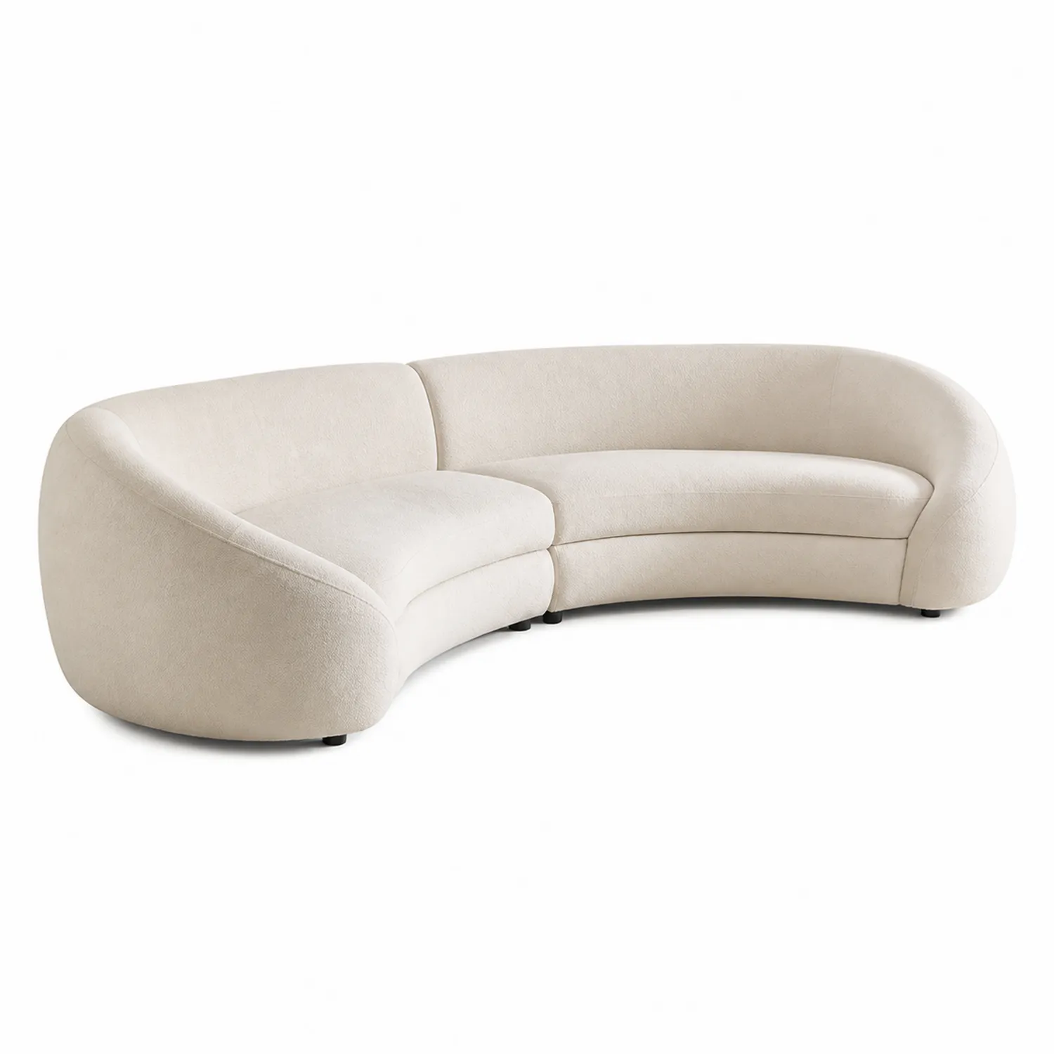 Półokrągła sofa tapicerowana z poliestru i drewna 300x150x75 cm