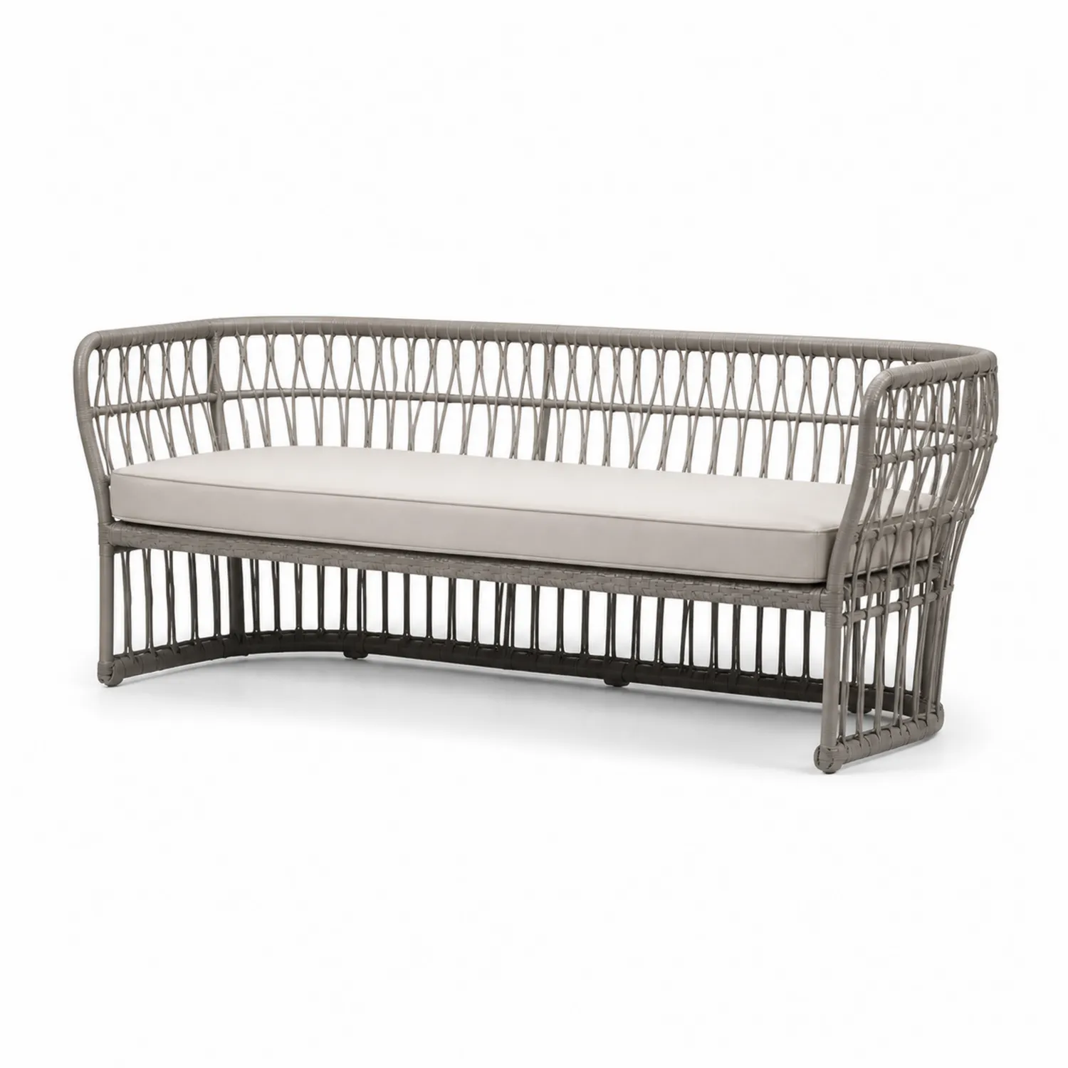 3-osobowa Sofa Technorattan 200 cm Szara z Poduszką