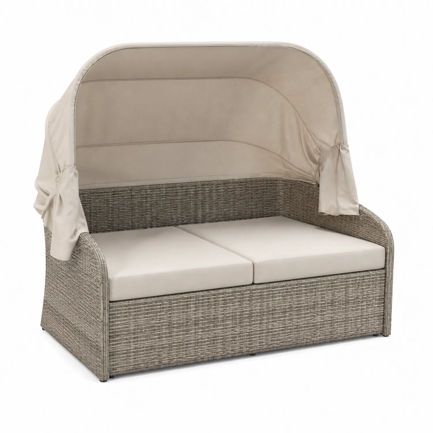 Sofa z baldachimem z technorattanu 200cm x 100cm Beżowa