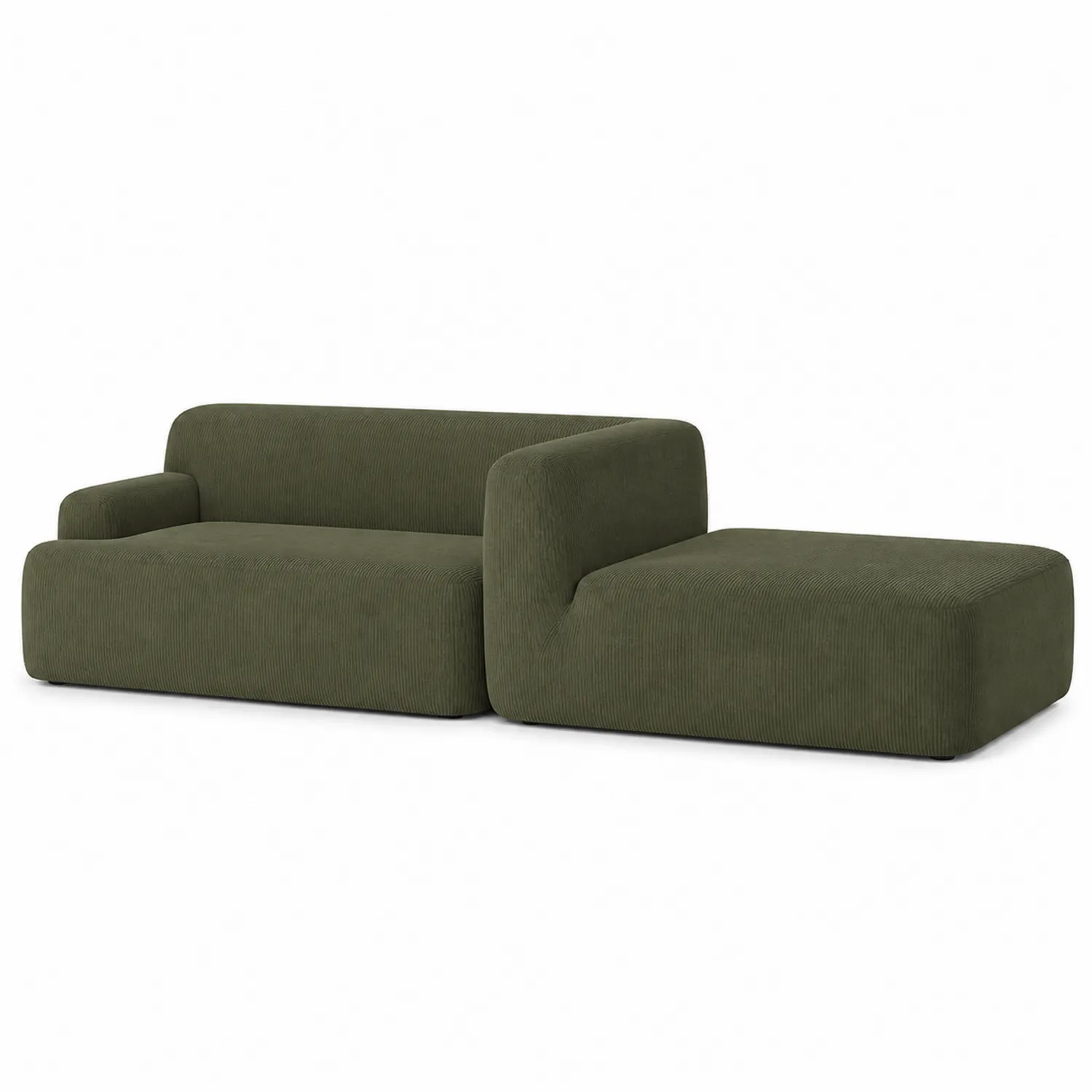 Kanapa narożna modułowa sztruksowa 220 cm Zielony