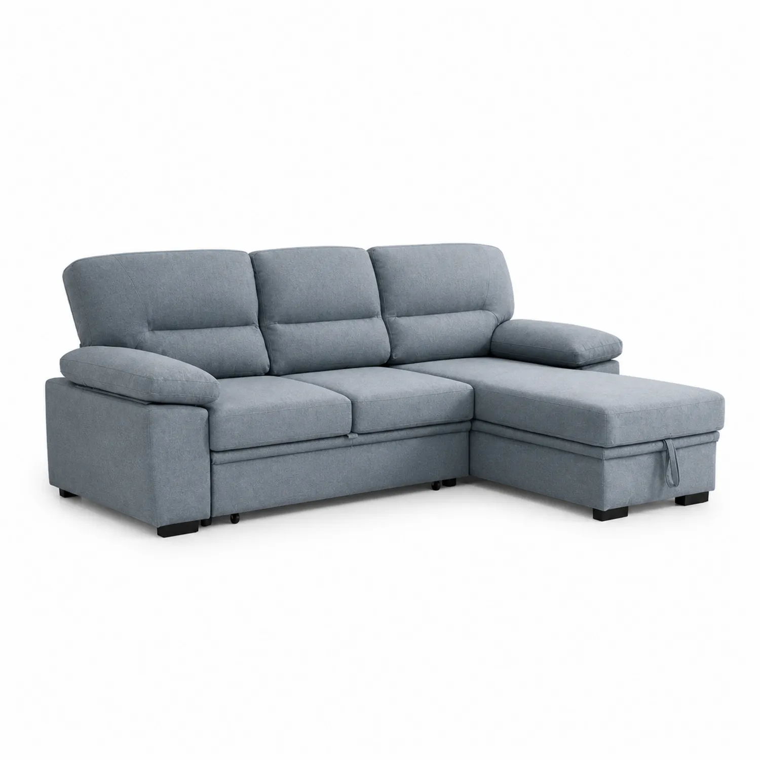 Sofa narożna z szezlongiem materiałowa 250x90x150 cm Szary