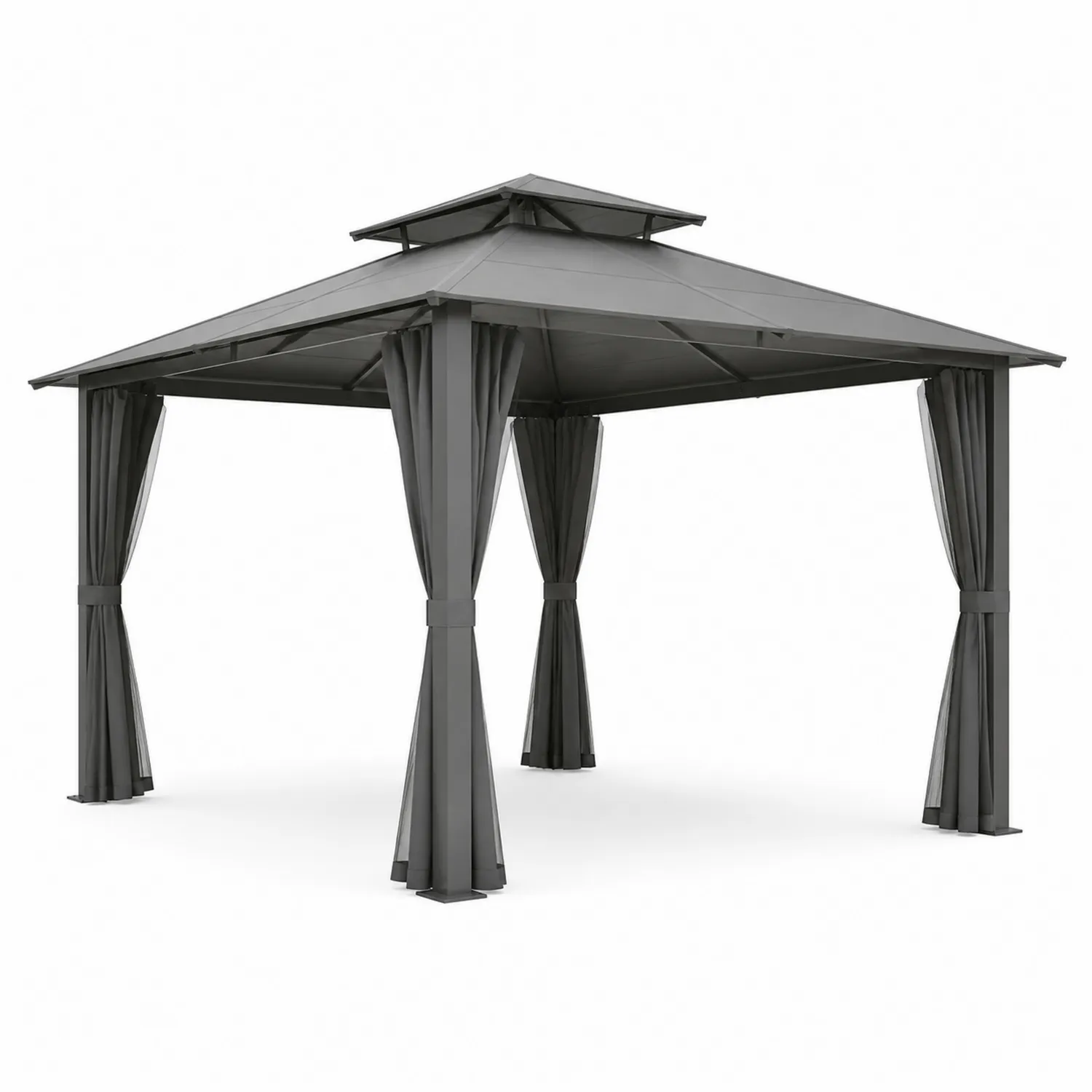 Altana ogrodowa aluminiowa z zasłonami 300x400 cm Szary