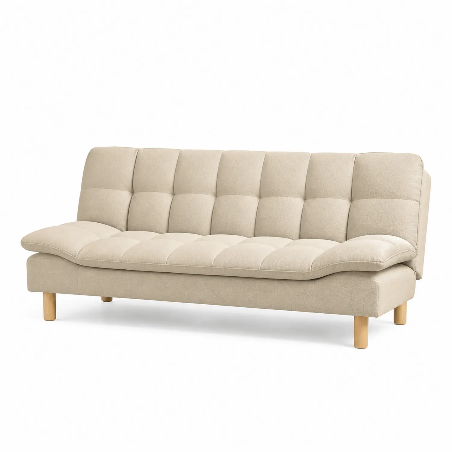 Beżowa sofa rozkładana z tkaniny 200x90x75 cm
