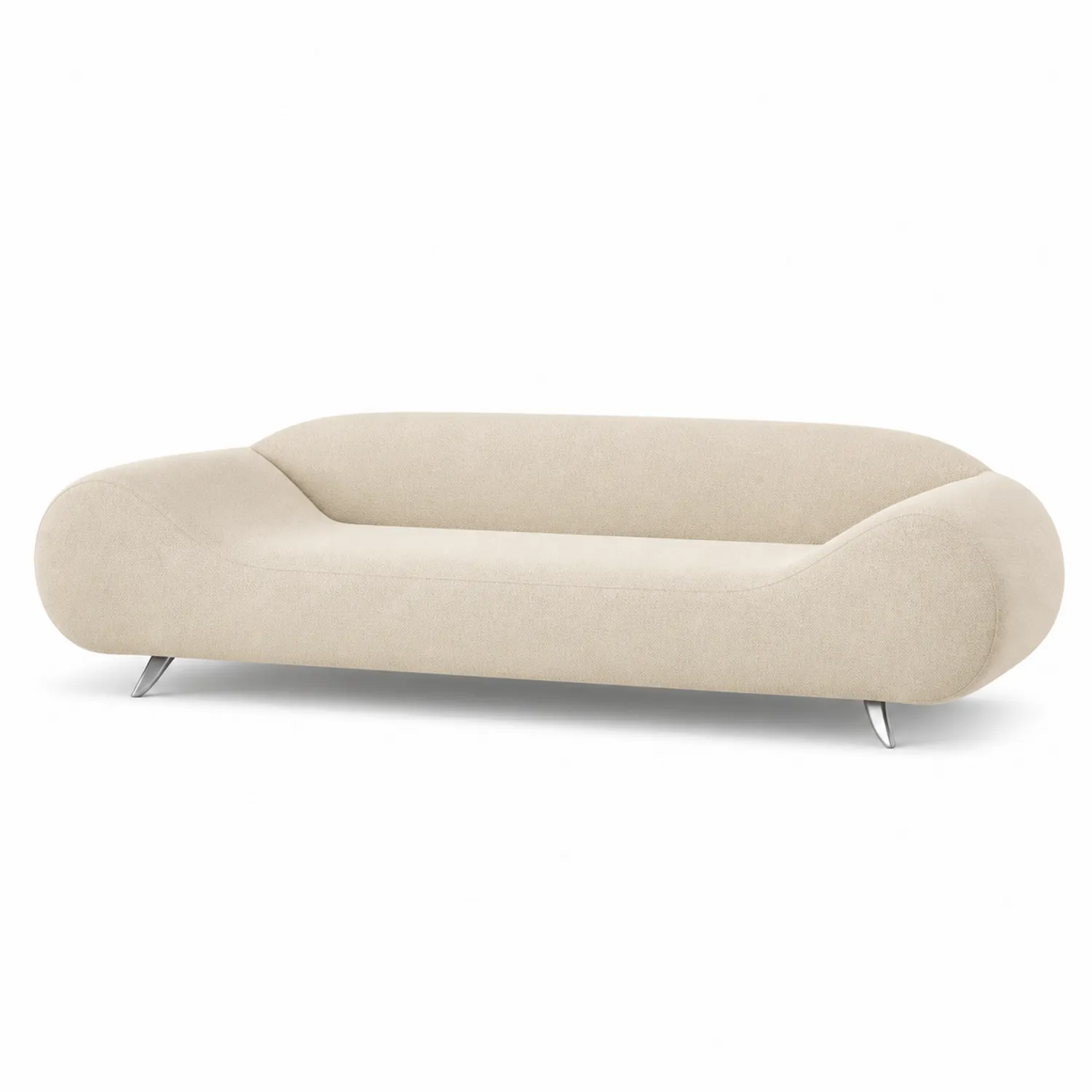 Sofa z tkaniny beżowa z chromowanymi nogami