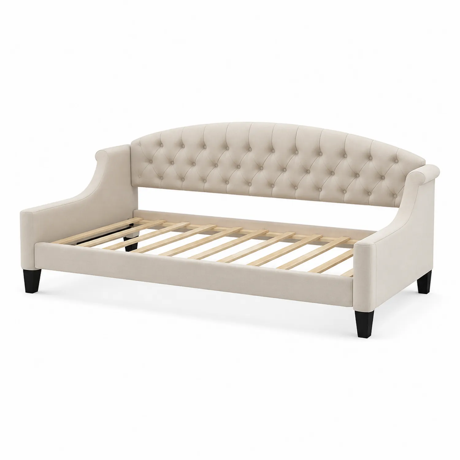 Sofa Leżanka Beżowa 210x90x80 cm Tapicerowana