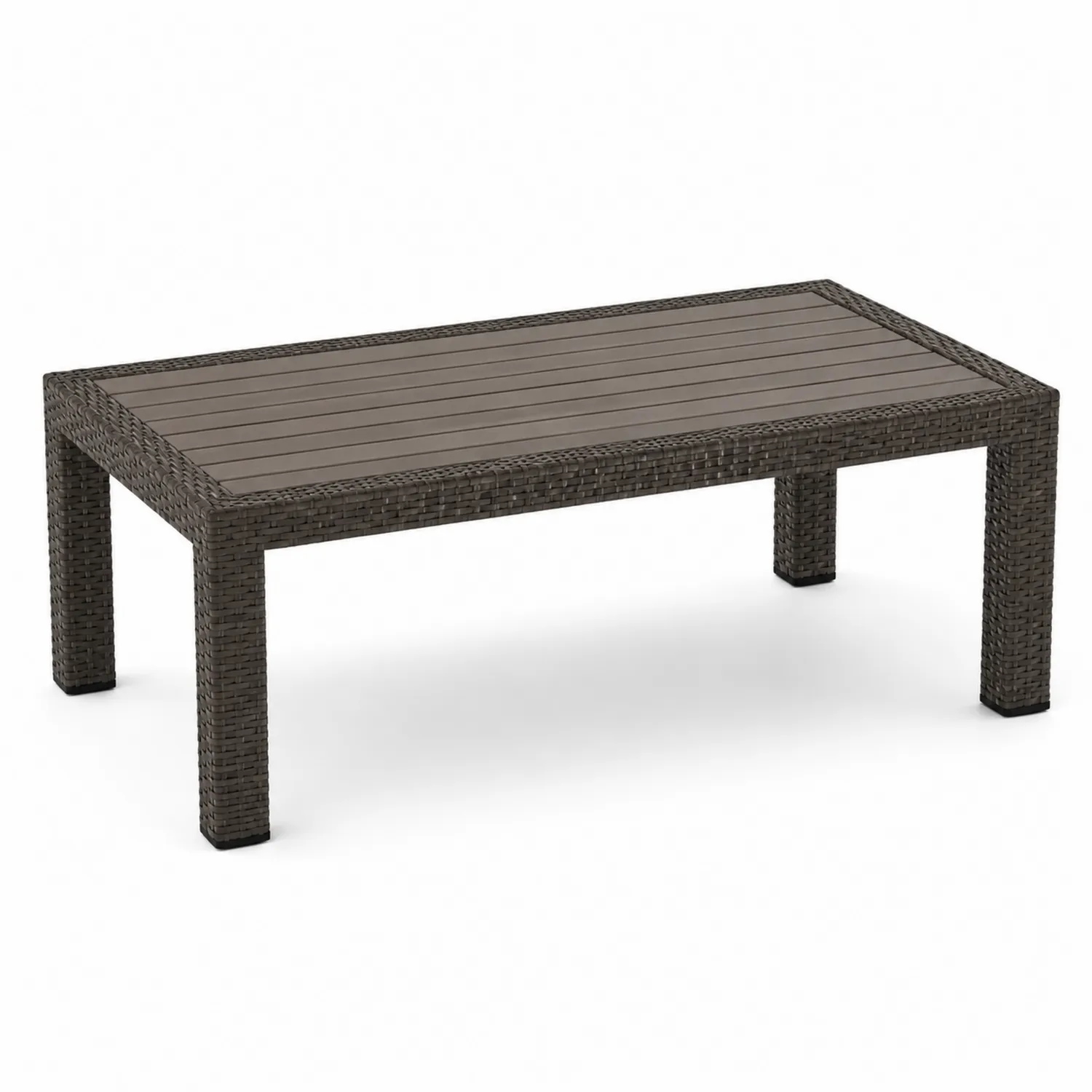 Stolik kawowy ogrodowy prostokątny technorattan 120x60x45 cm Brązowy