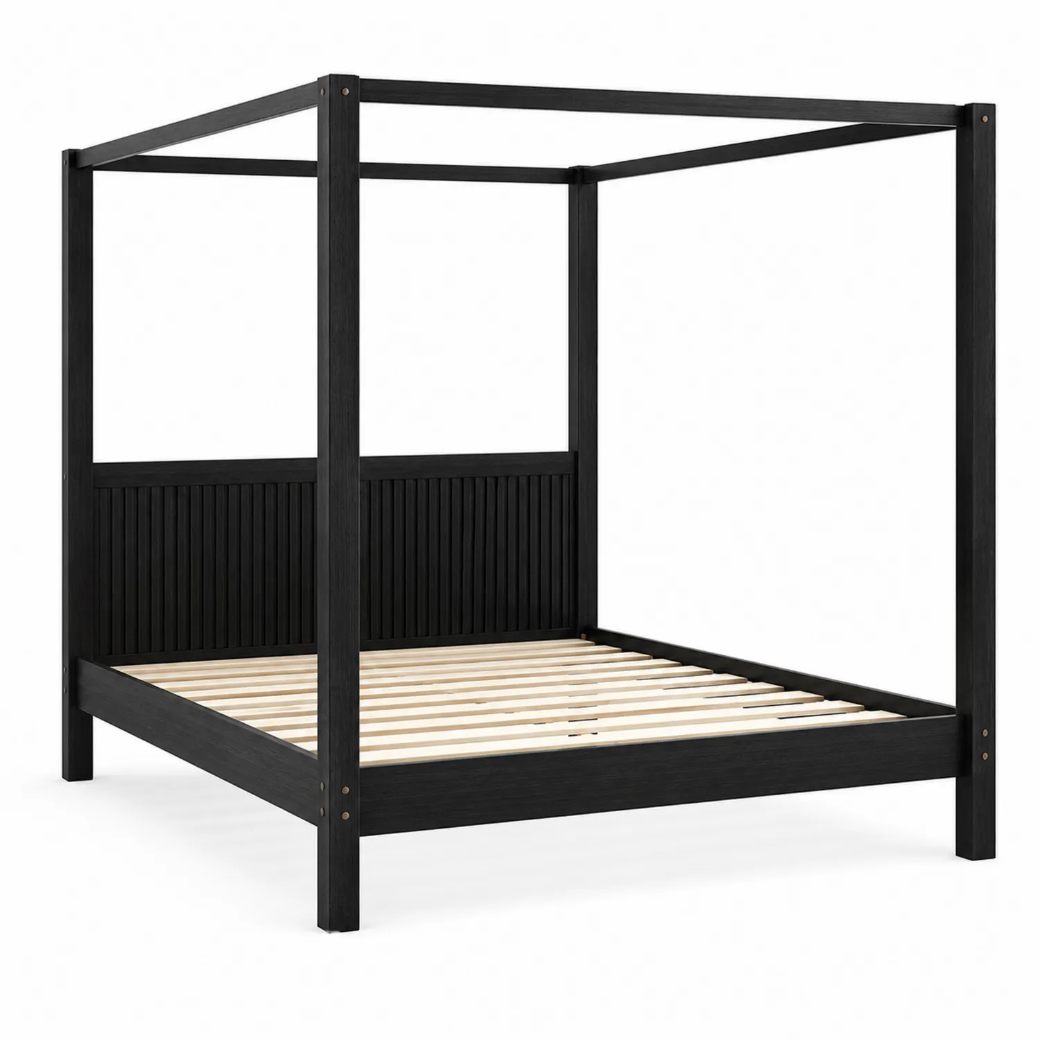 Cama Cuatro Pósters de Madera Negra 200x160 cm