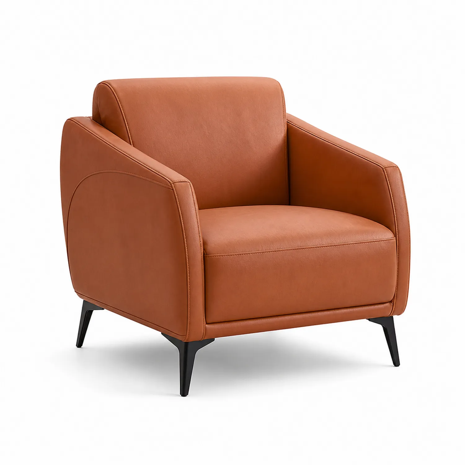 Sillón de Cuero Sintético Marrón con Patas de Metal
